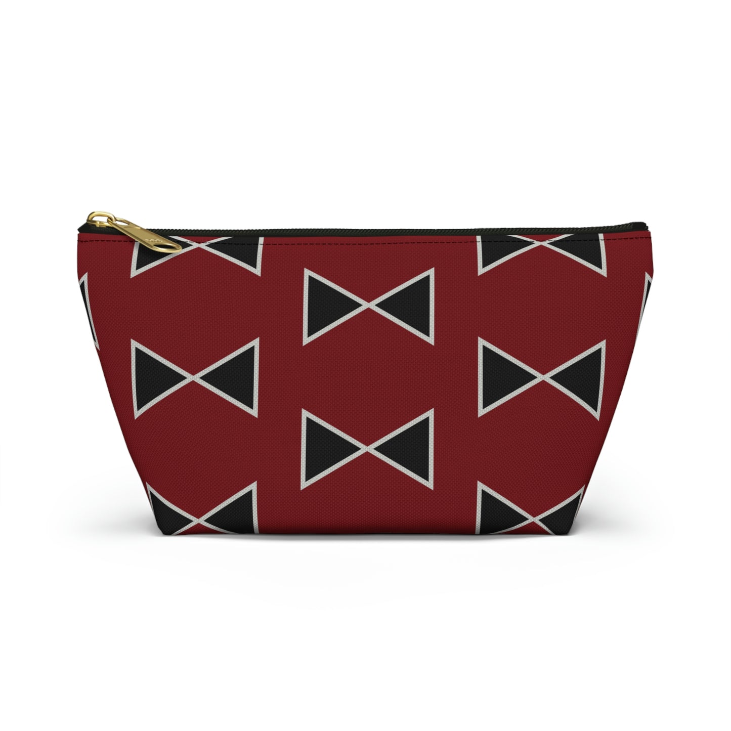 Black & Garnet Maroon Bows Accessory Pouch with T-bottom