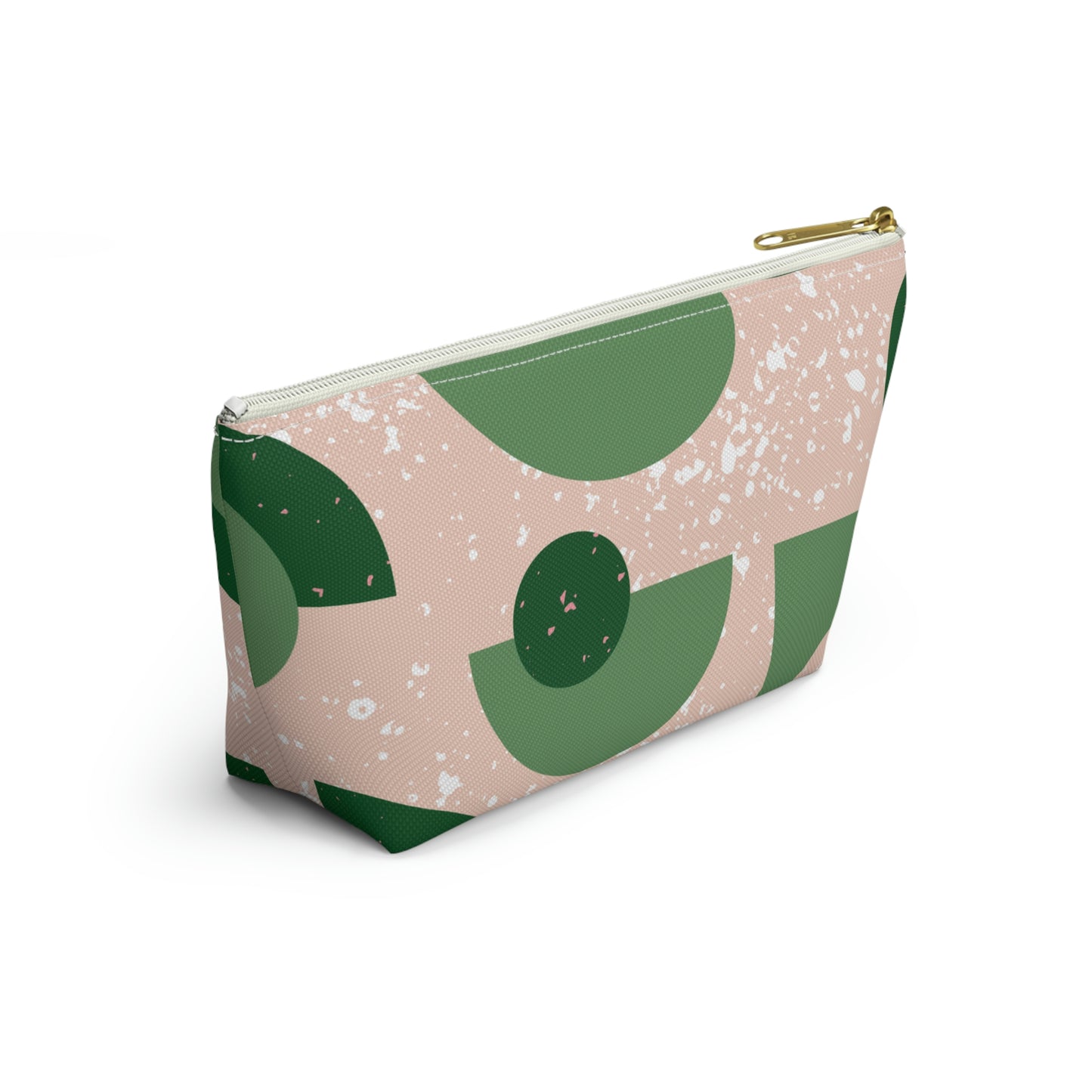 Green & Peach Mid Century Modern Accessory Pouch with T-bottom - BowsAndArtsDesigns