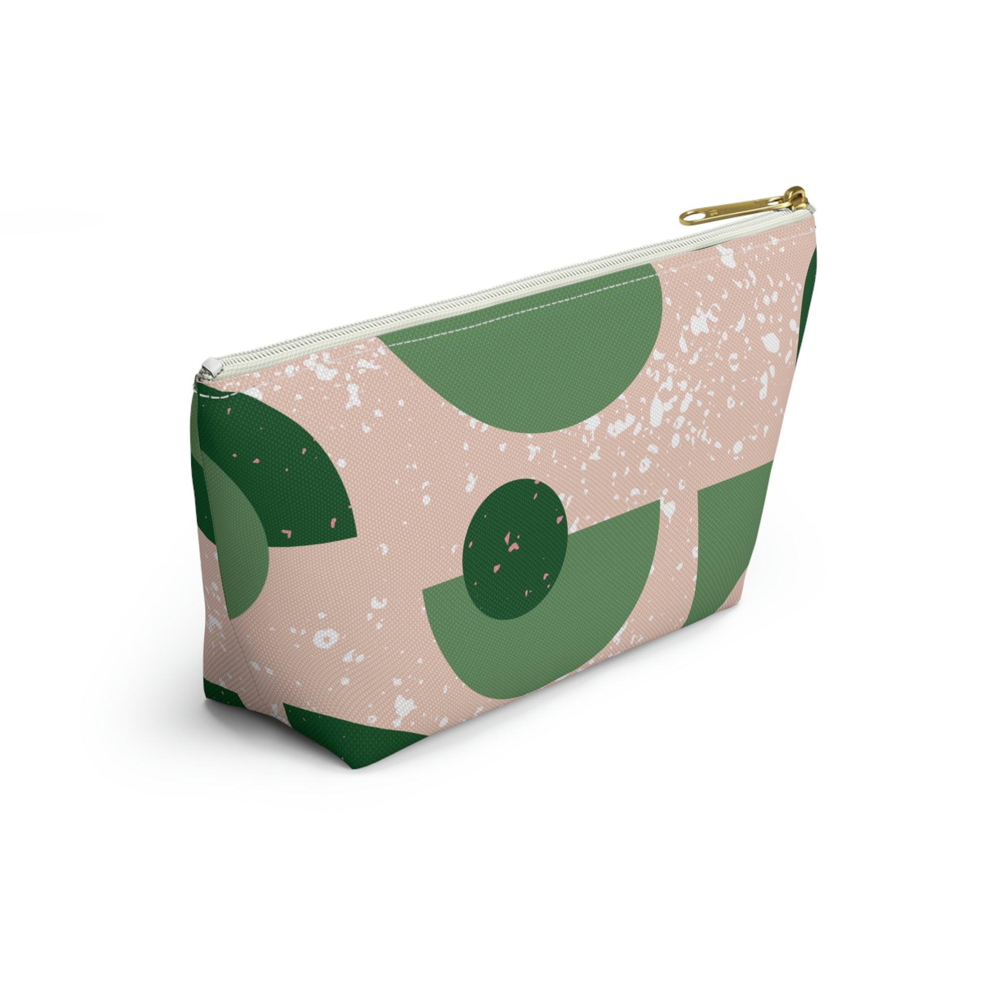 Green & Peach Mid Century Modern Accessory Pouch with T-bottom - BowsAndArtsDesigns