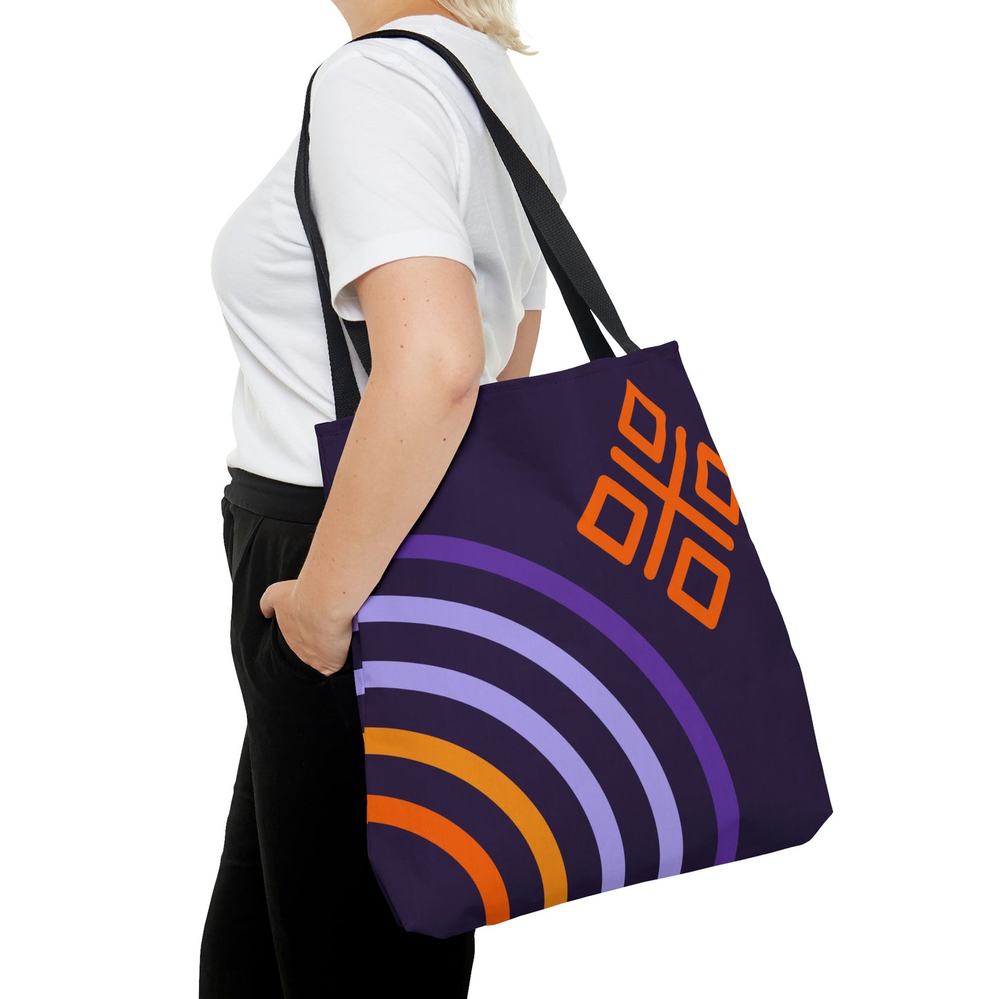 Purple & Orange Mod Rainbow Canvas Tote Bag