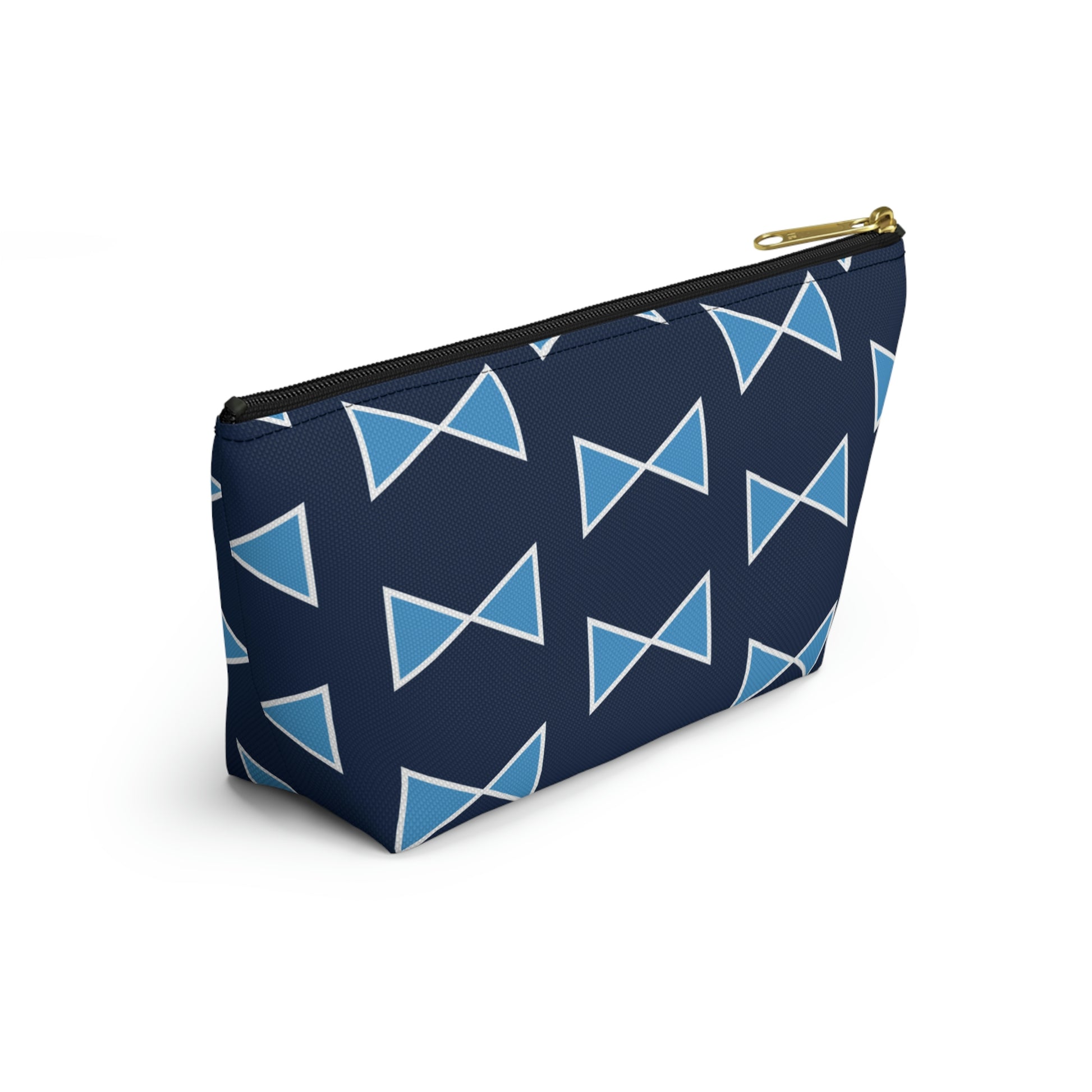 Light Blue & Navy Bows Accessory Pouch with T-bottom - BowsAndArtsDesigns