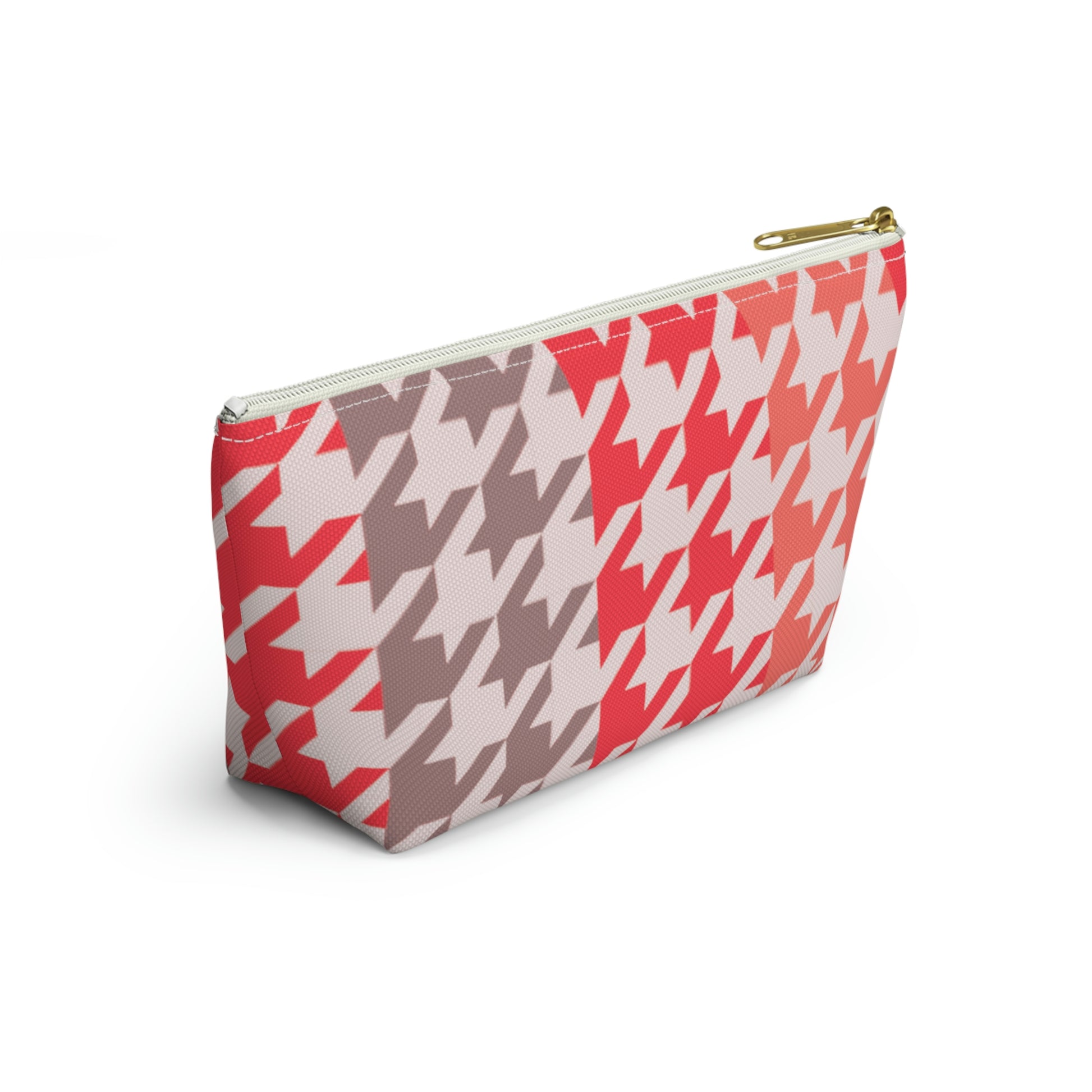 Coral & Gray Accessory Pouch with T-bottom - BowsAndArtsDesigns