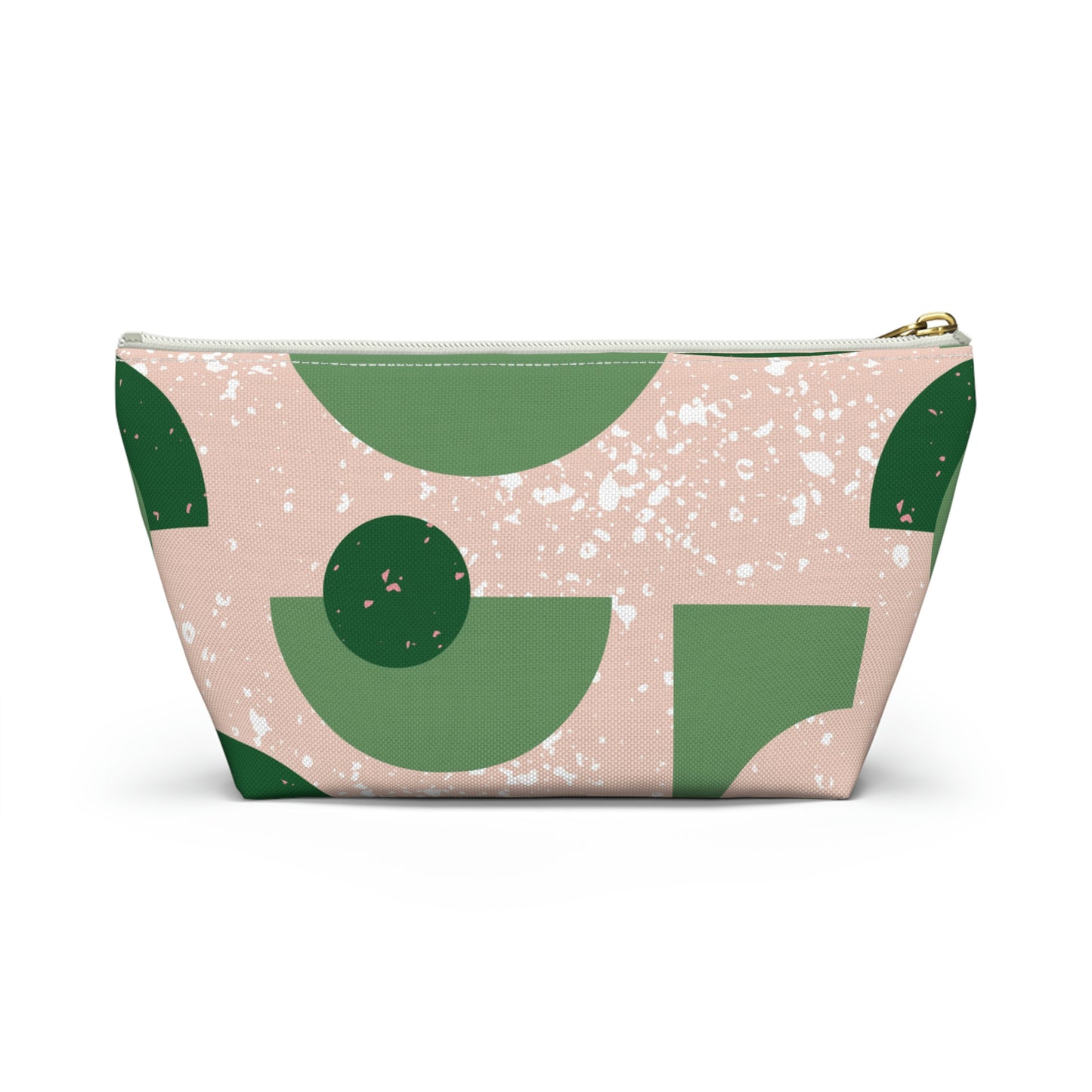 Green & Peach Mid Century Modern Accessory Pouch with T-bottom - BowsAndArtsDesigns