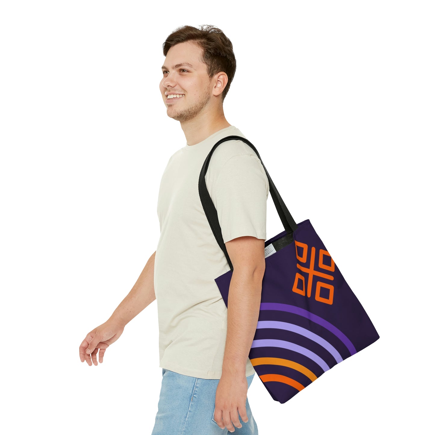 Purple & Orange Mod Rainbow Canvas Tote Bag