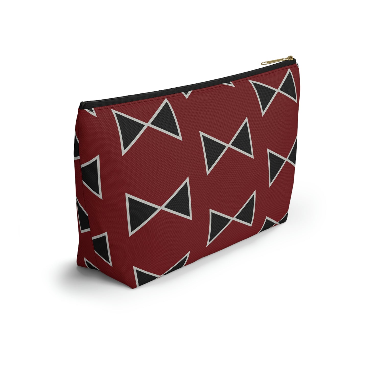 Black & Garnet Maroon Bows Accessory Pouch with T-bottom
