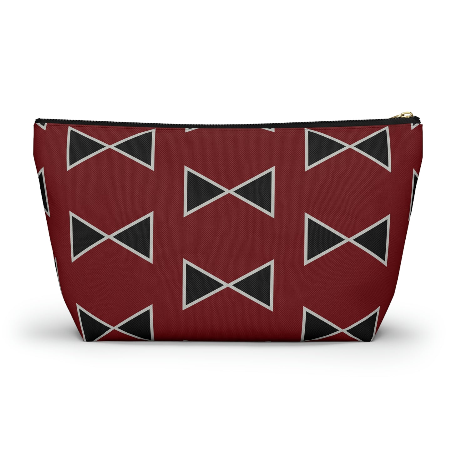 Black & Garnet Maroon Bows Accessory Pouch with T-bottom