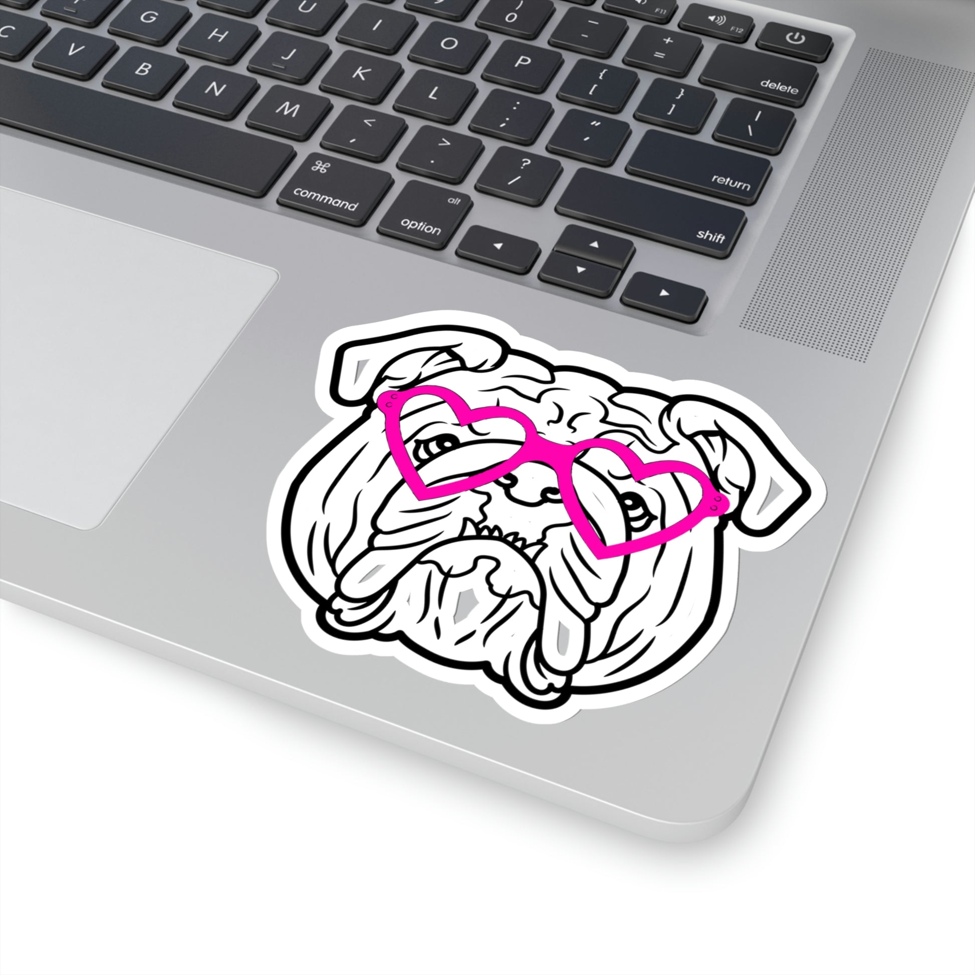 Bulldog Heart Glasses Vinyl Kiss-Cut Sticker - BowsAndArtsDesigns
