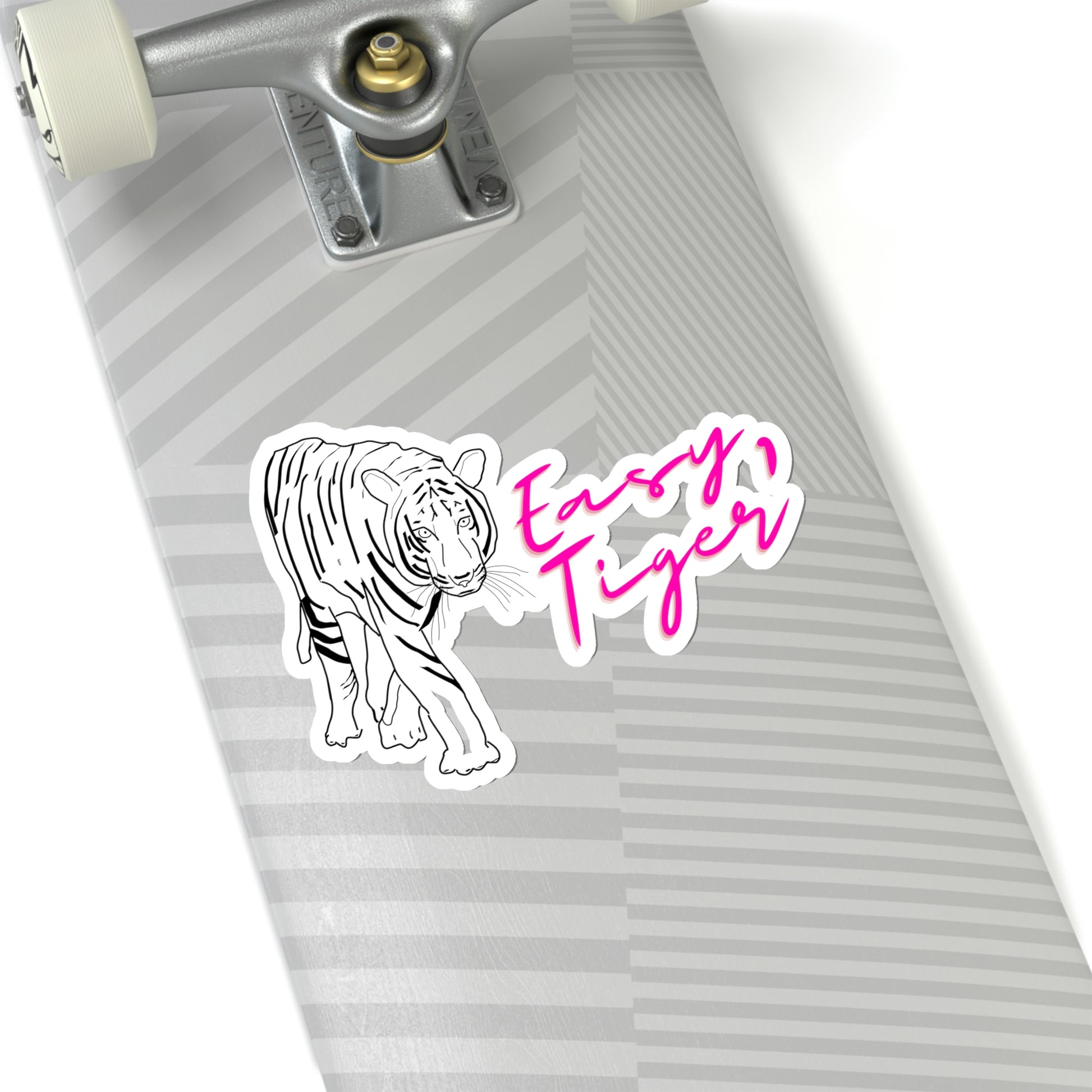 Easy, Tiger Hot Pink Vinyl Kiss-Cut Sticker - BowsAndArtsDesigns