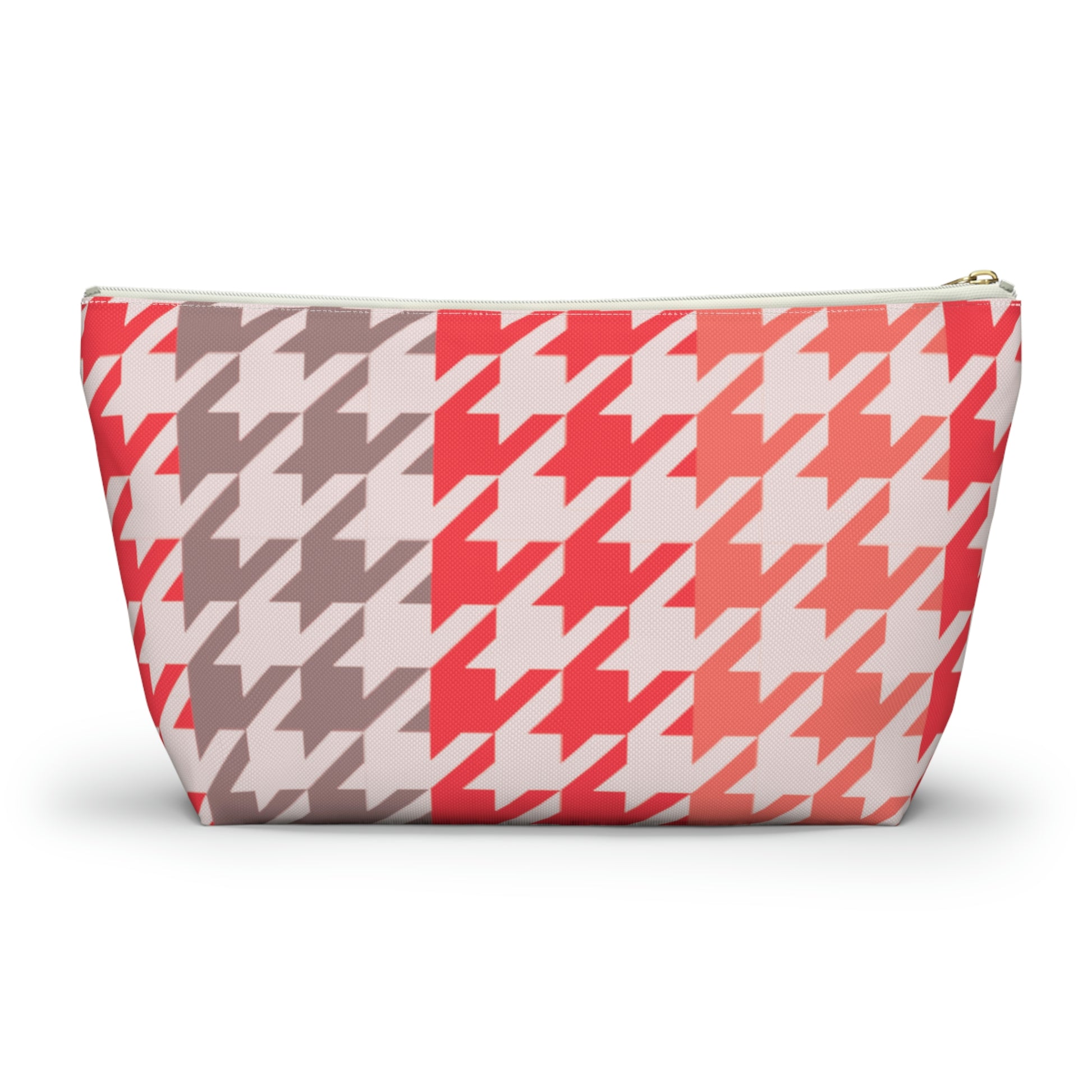 Coral & Gray Accessory Pouch with T-bottom - BowsAndArtsDesigns