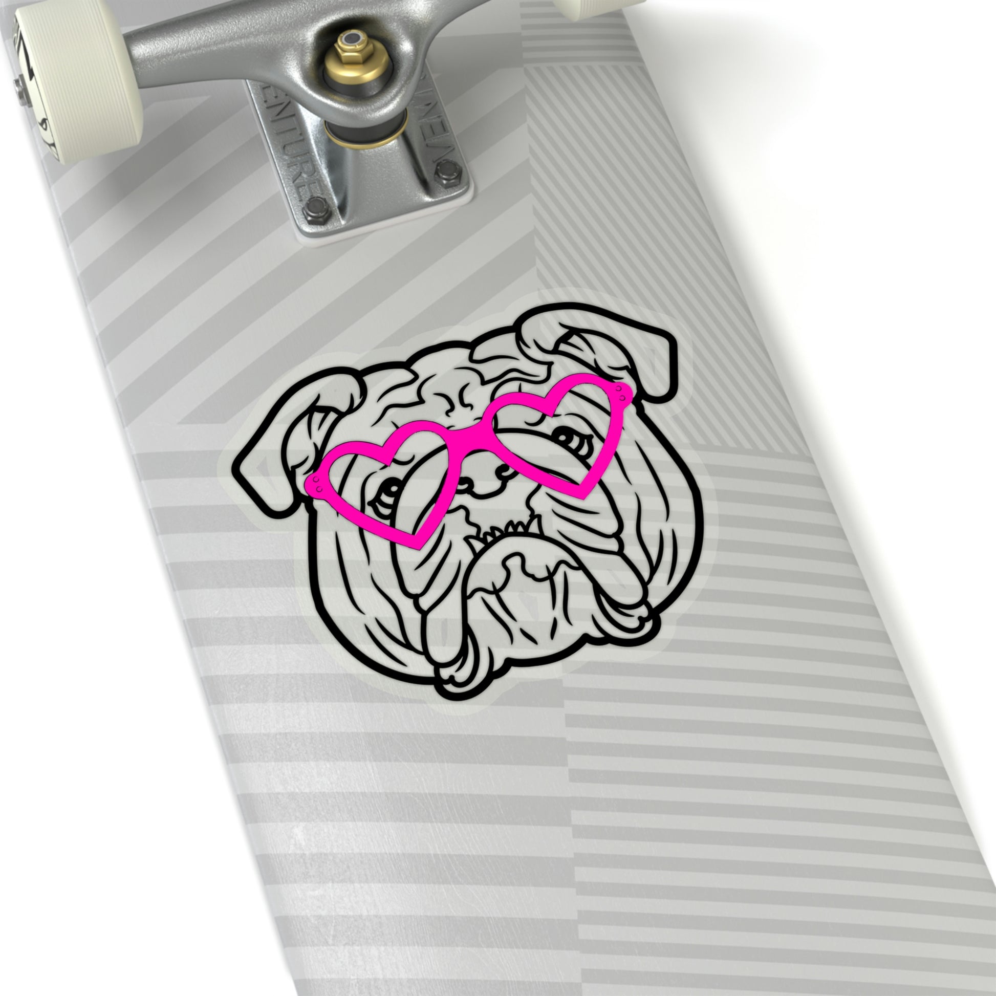 Bulldog Heart Glasses Vinyl Kiss-Cut Sticker - BowsAndArtsDesigns