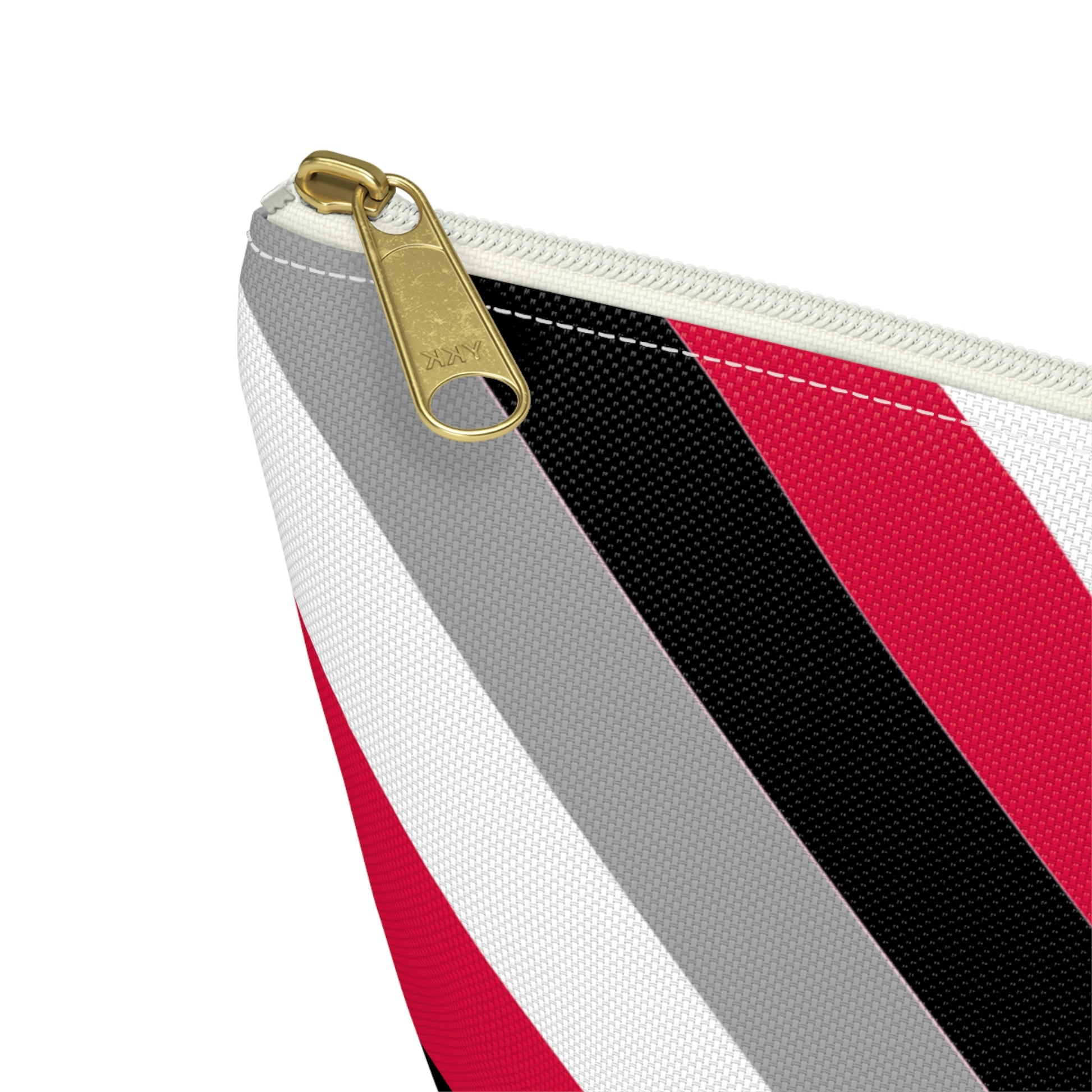 Red, Black, & White Diagonal Stripes Accessory Pouch with T-bottom - BowsAndArtsDesigns