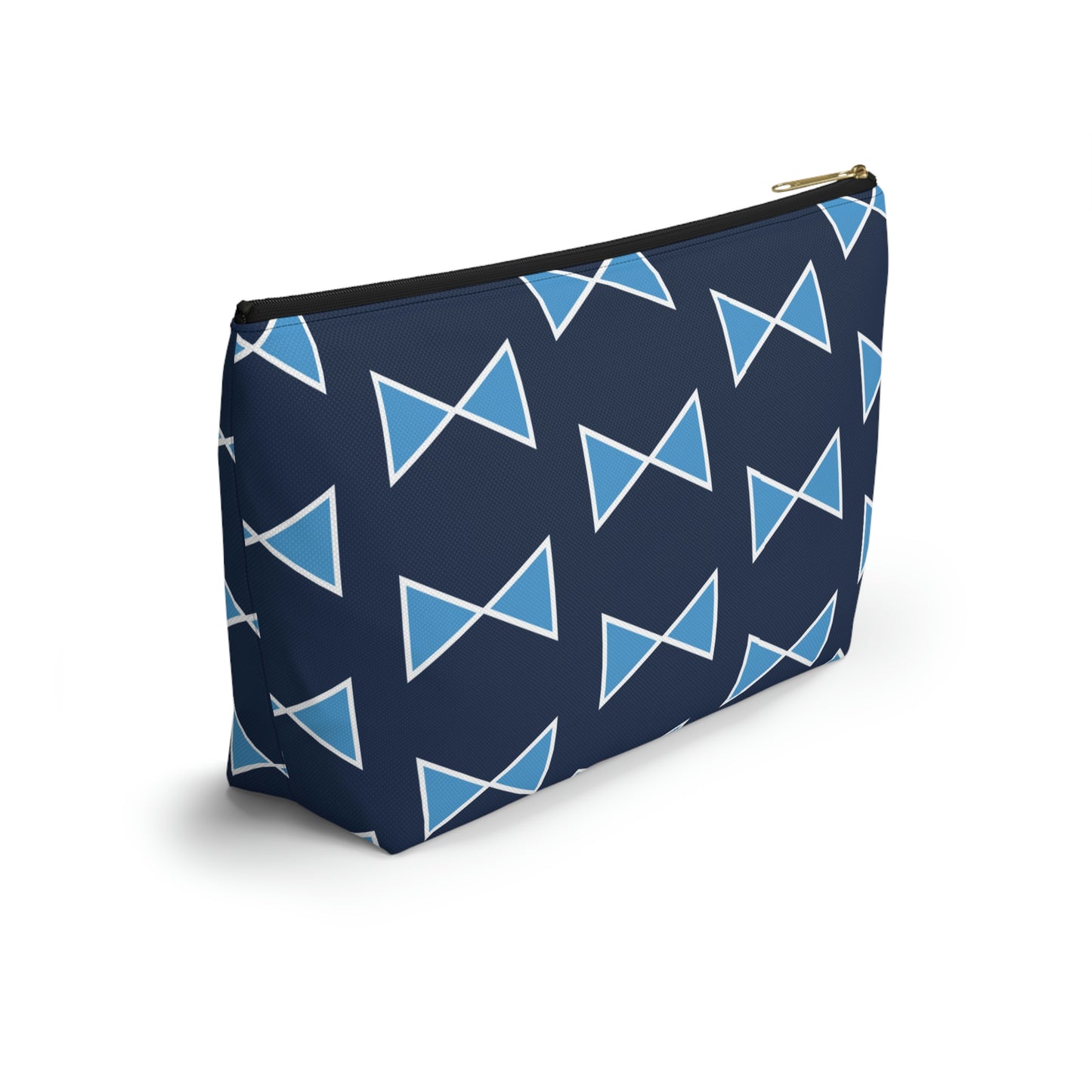 Light Blue & Navy Bows Accessory Pouch with T-bottom - BowsAndArtsDesigns