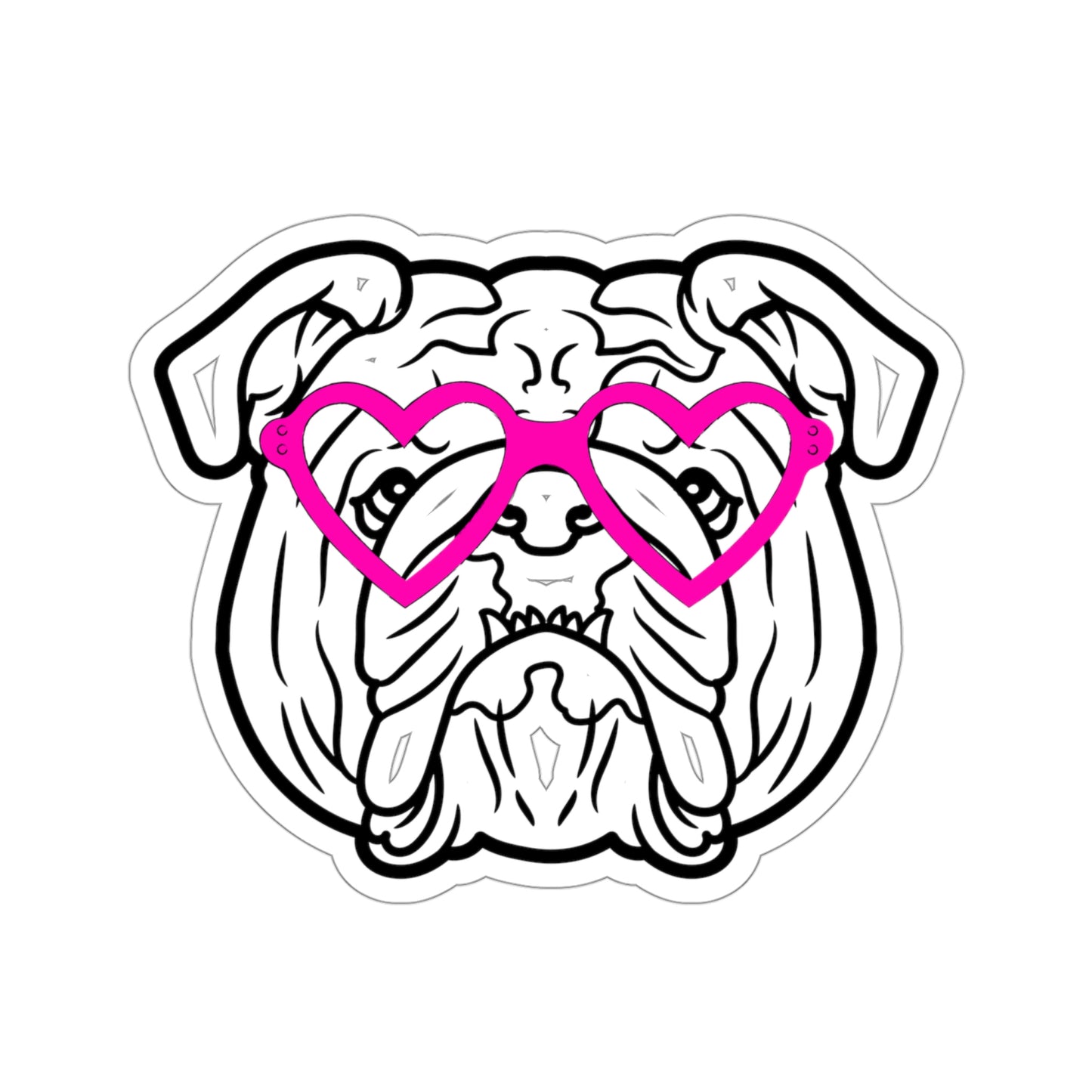 Bulldog Heart Glasses Vinyl Kiss-Cut Sticker - BowsAndArtsDesigns