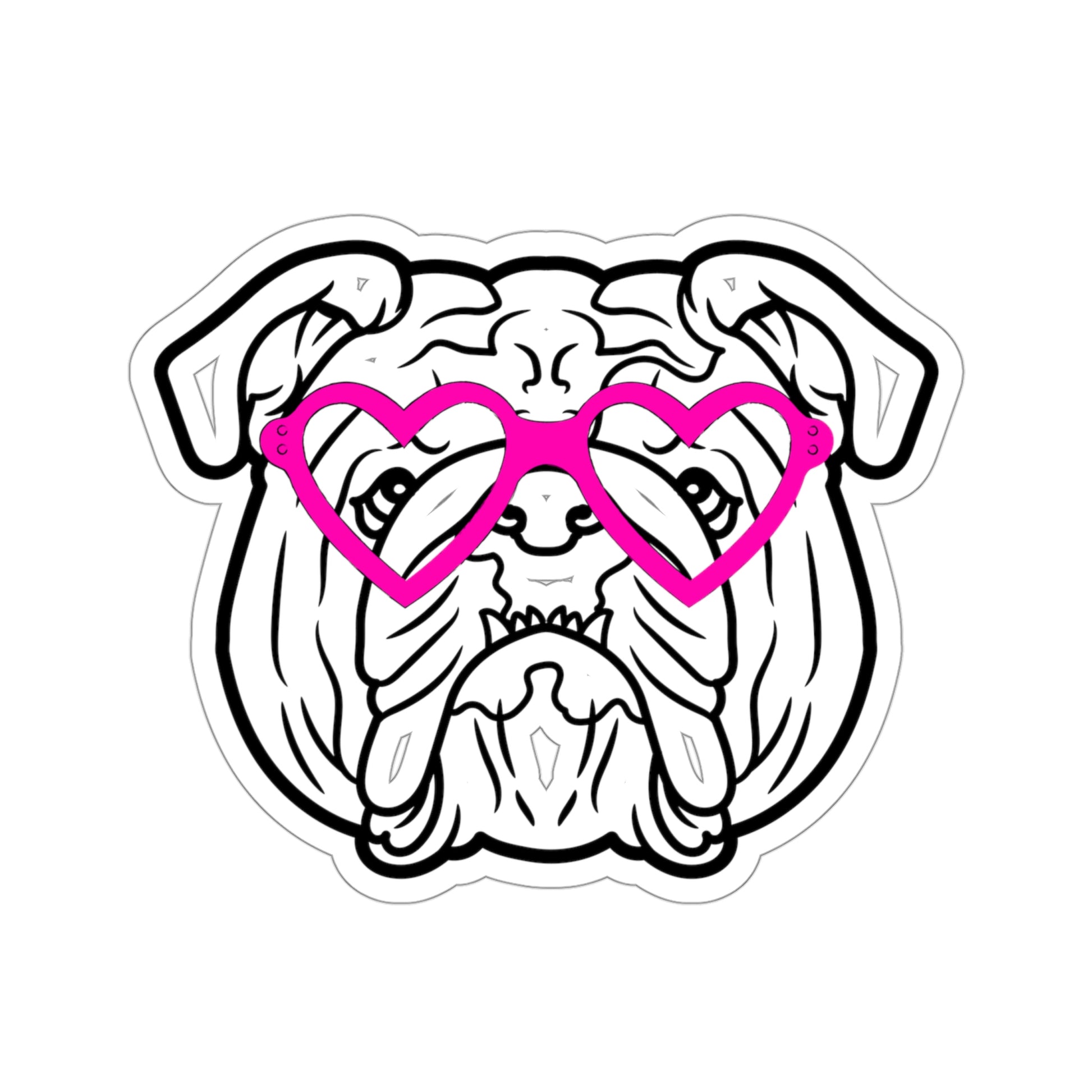 Bulldog Heart Glasses Vinyl Kiss-Cut Sticker - BowsAndArtsDesigns