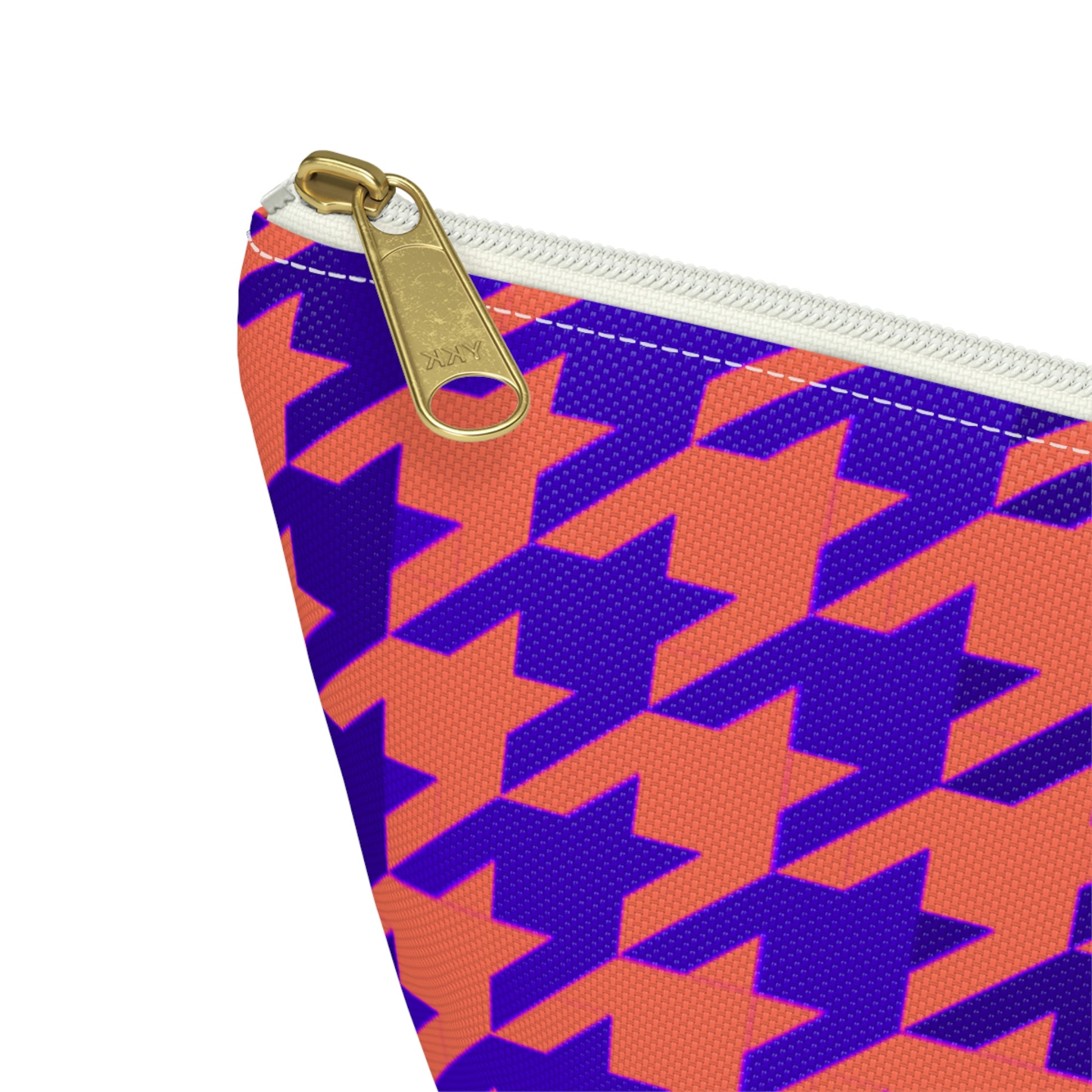 Purple & Orange Houndstooth Accessory Pouch with T-bottom - BowsAndArtsDesigns