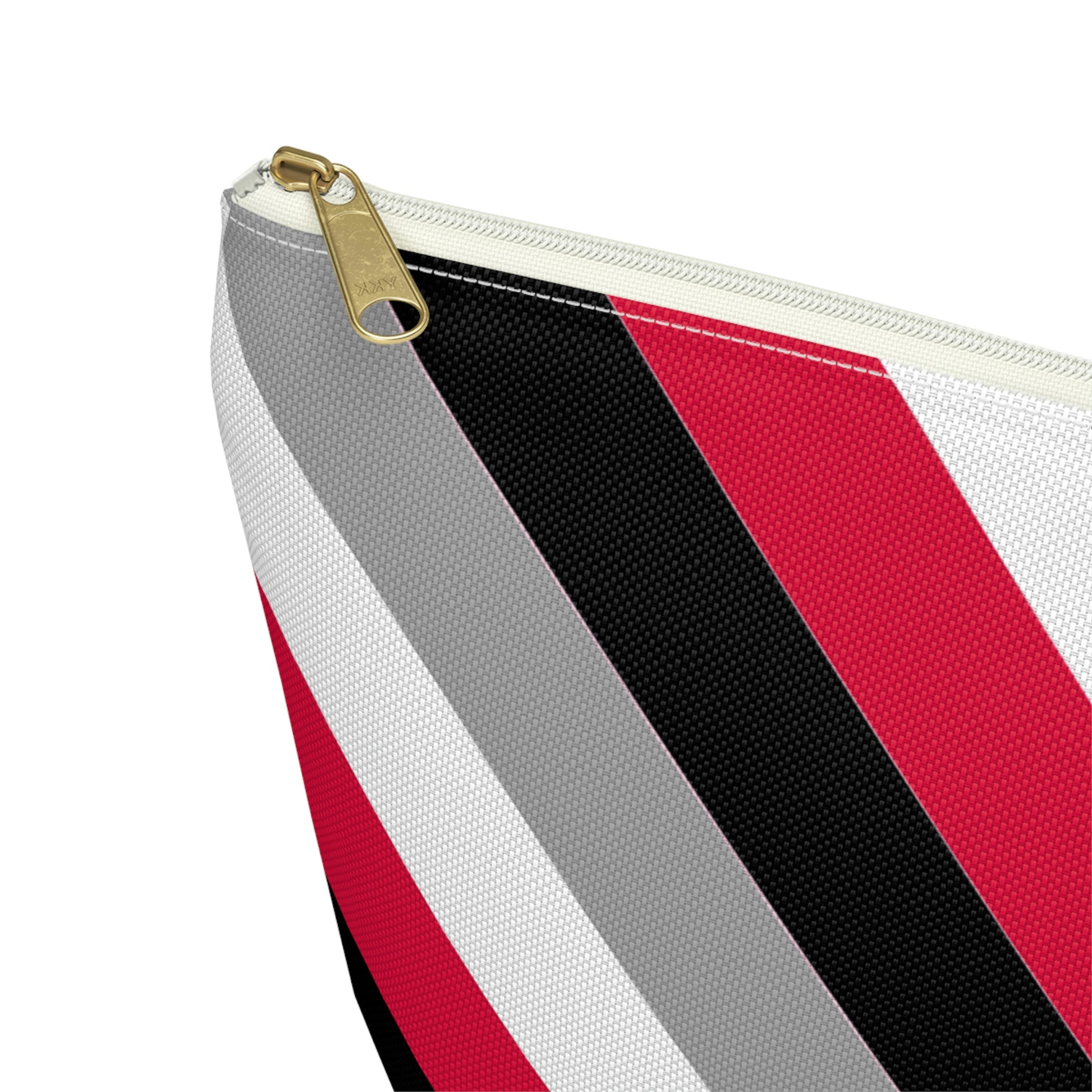 Red, Black, & White Diagonal Stripes Accessory Pouch with T-bottom - BowsAndArtsDesigns