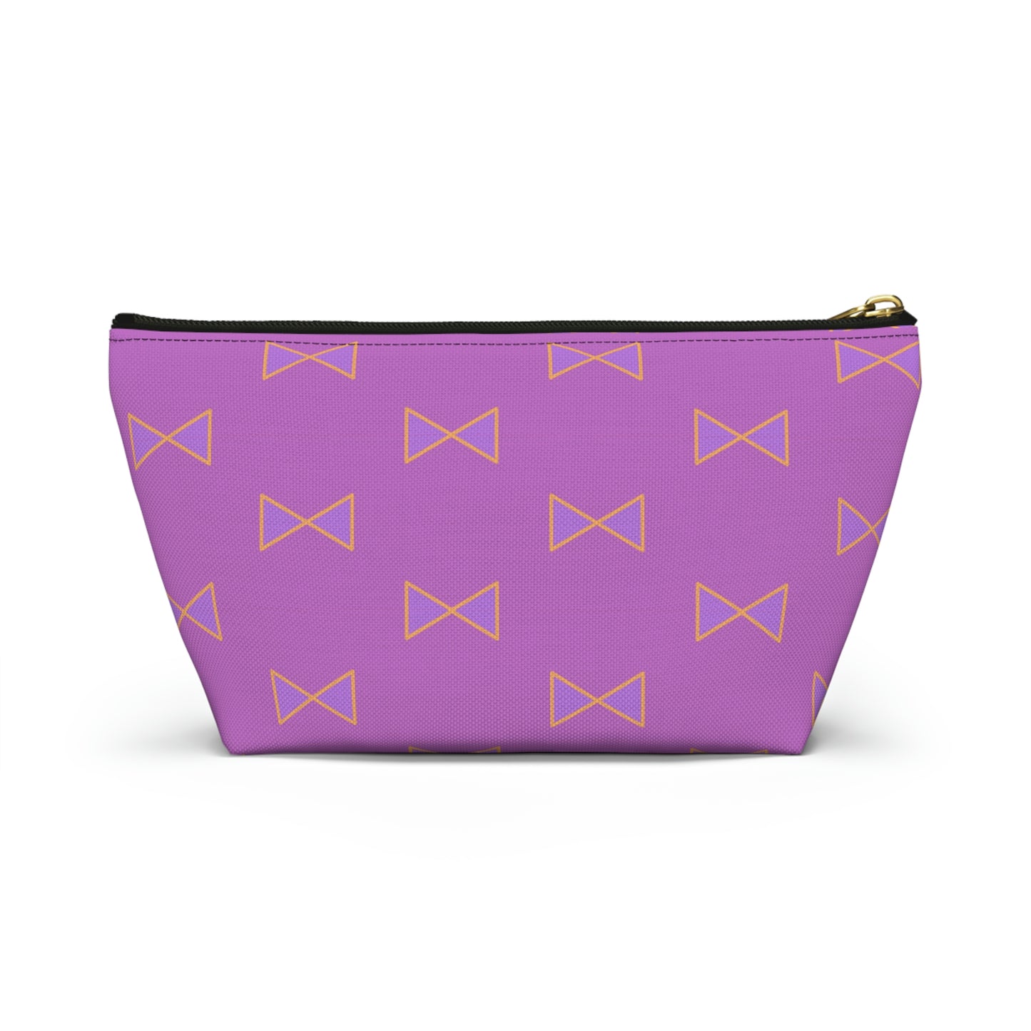 Purple & Tangerine Orange Bows Accessory Pouch with T-bottom - BowsAndArtsDesigns