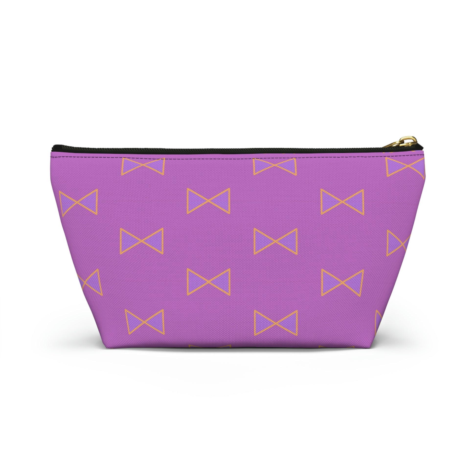 Purple & Tangerine Orange Bows Accessory Pouch with T-bottom - BowsAndArtsDesigns