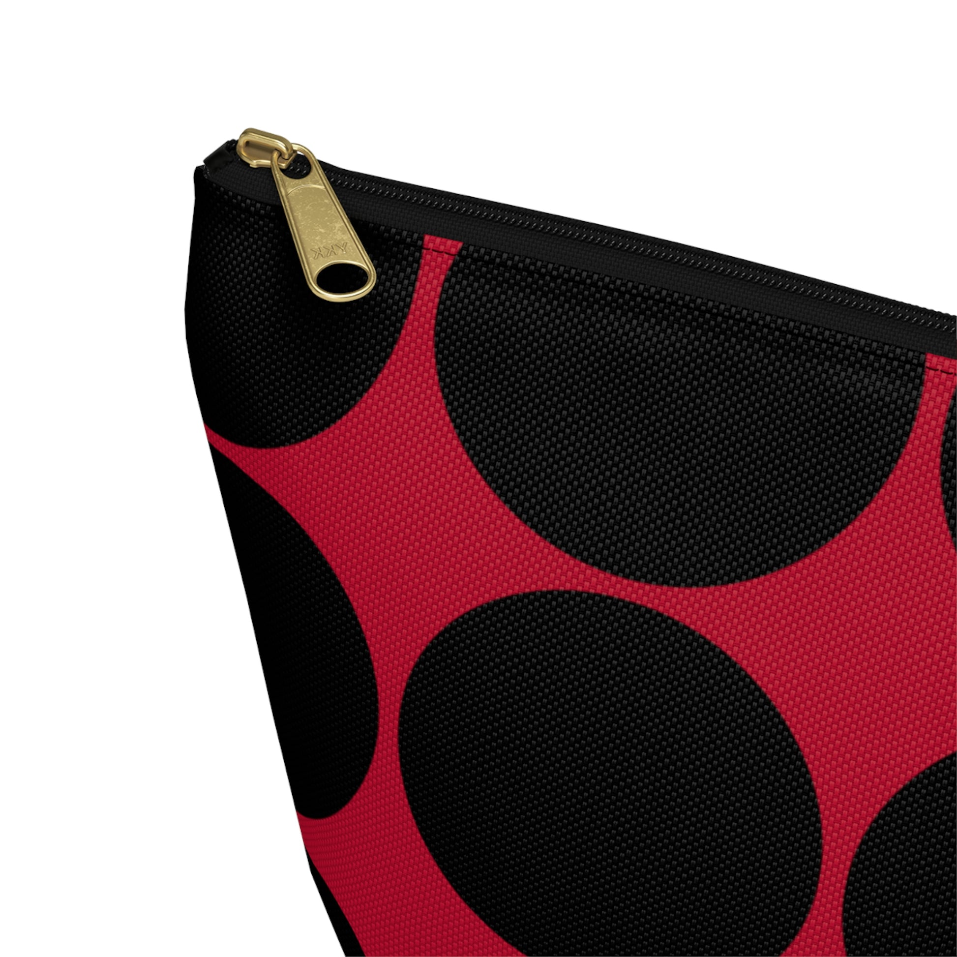 Red & Black Circle Accessory Pouch with T-bottom - BowsAndArtsDesigns