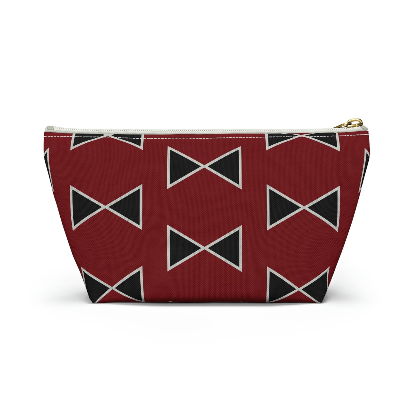 Black & Garnet Maroon Bows Accessory Pouch with T-bottom
