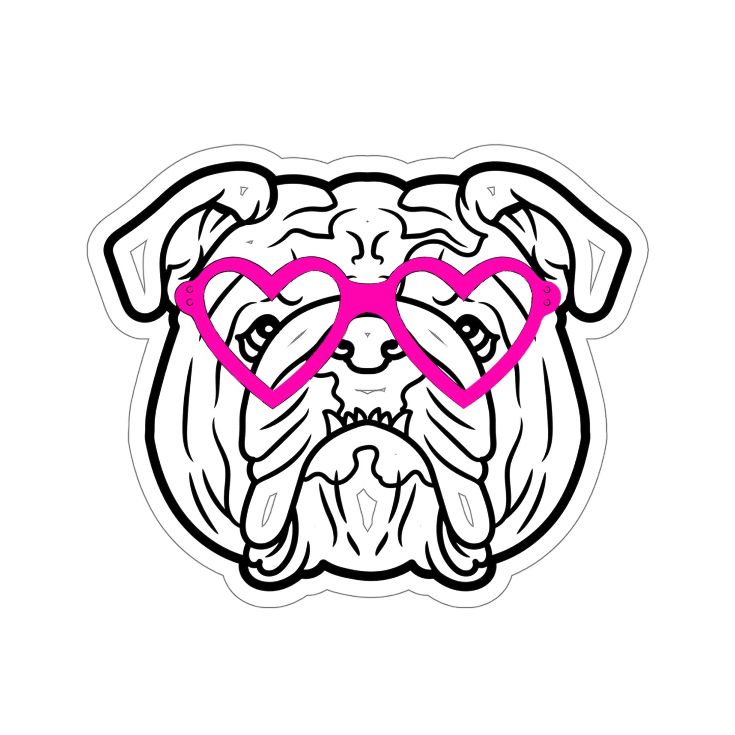 Bulldog Heart Glasses Vinyl Kiss-Cut Sticker - BowsAndArtsDesigns