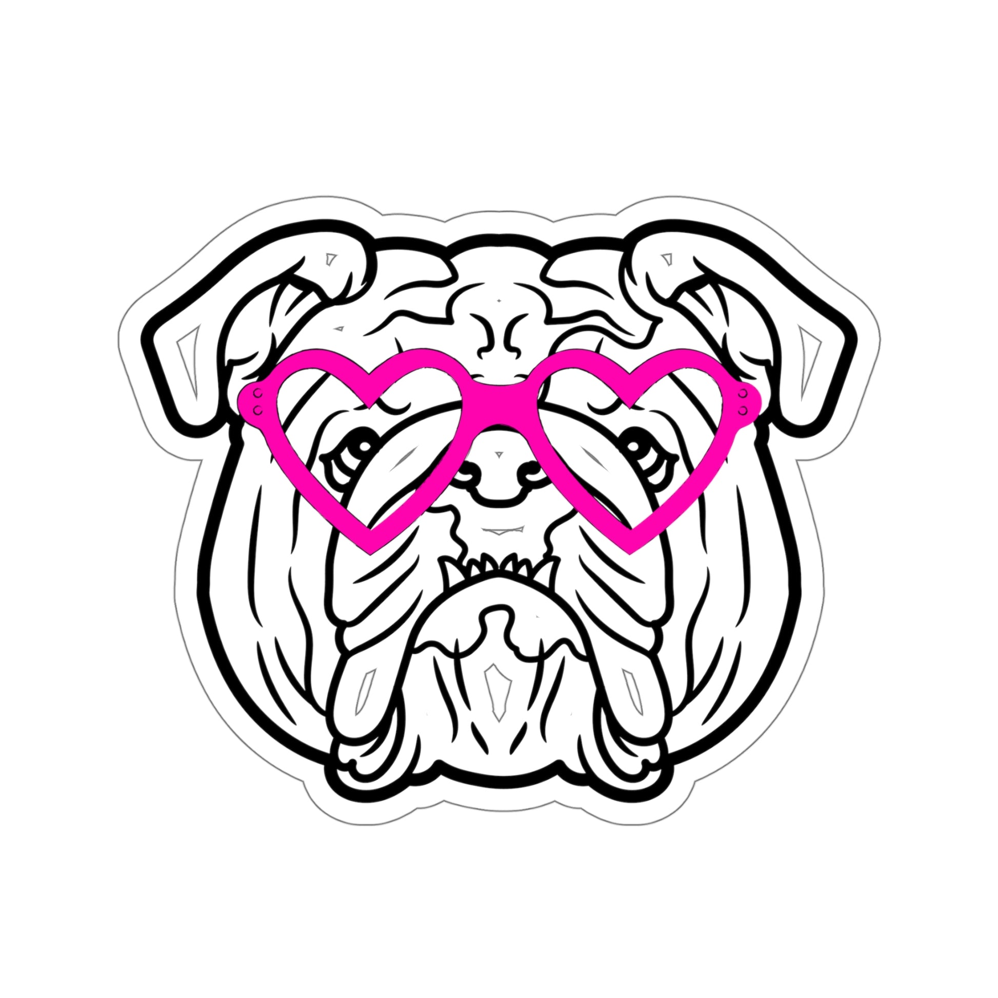 Bulldog Heart Glasses Vinyl Kiss-Cut Sticker - BowsAndArtsDesigns