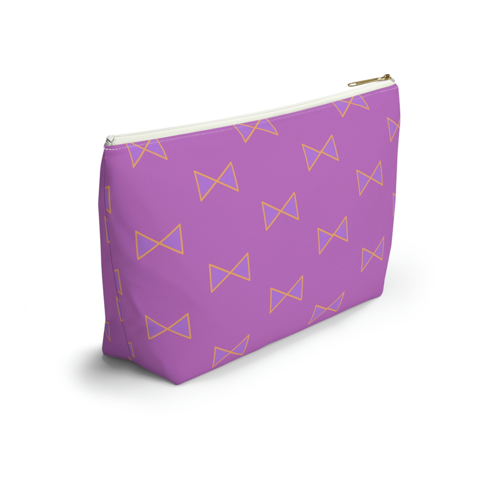 Purple & Tangerine Orange Bows Accessory Pouch with T-bottom - BowsAndArtsDesigns