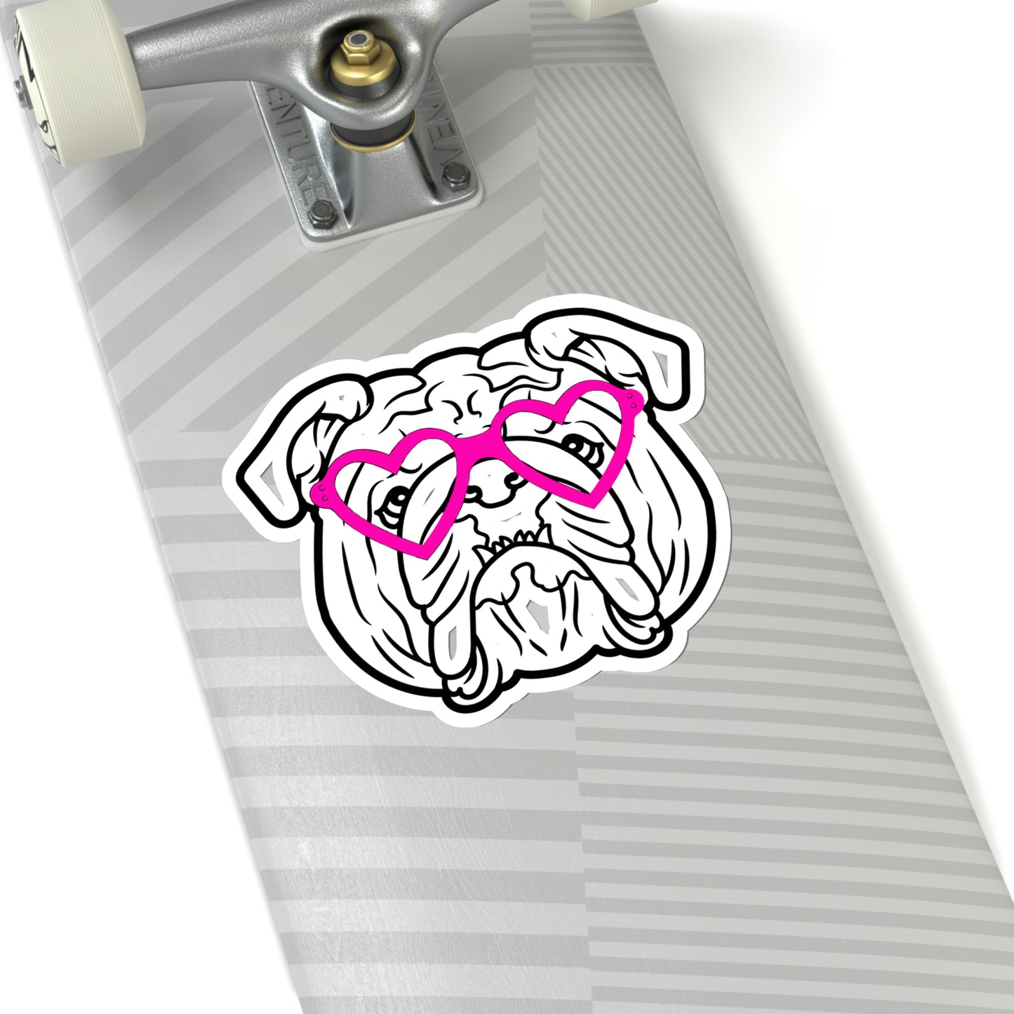 Bulldog Heart Glasses Vinyl Kiss-Cut Sticker - BowsAndArtsDesigns