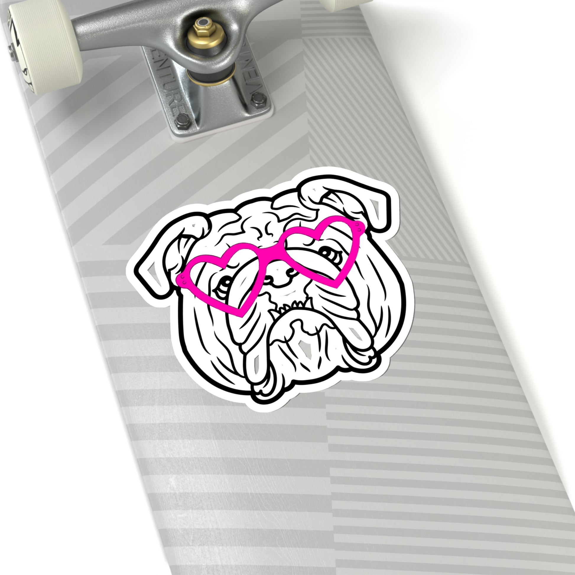 Bulldog Heart Glasses Vinyl Kiss-Cut Sticker - BowsAndArtsDesigns
