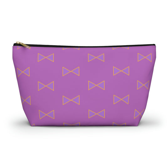 Purple & Tangerine Orange Bows Accessory Pouch with T-bottom - BowsAndArtsDesigns