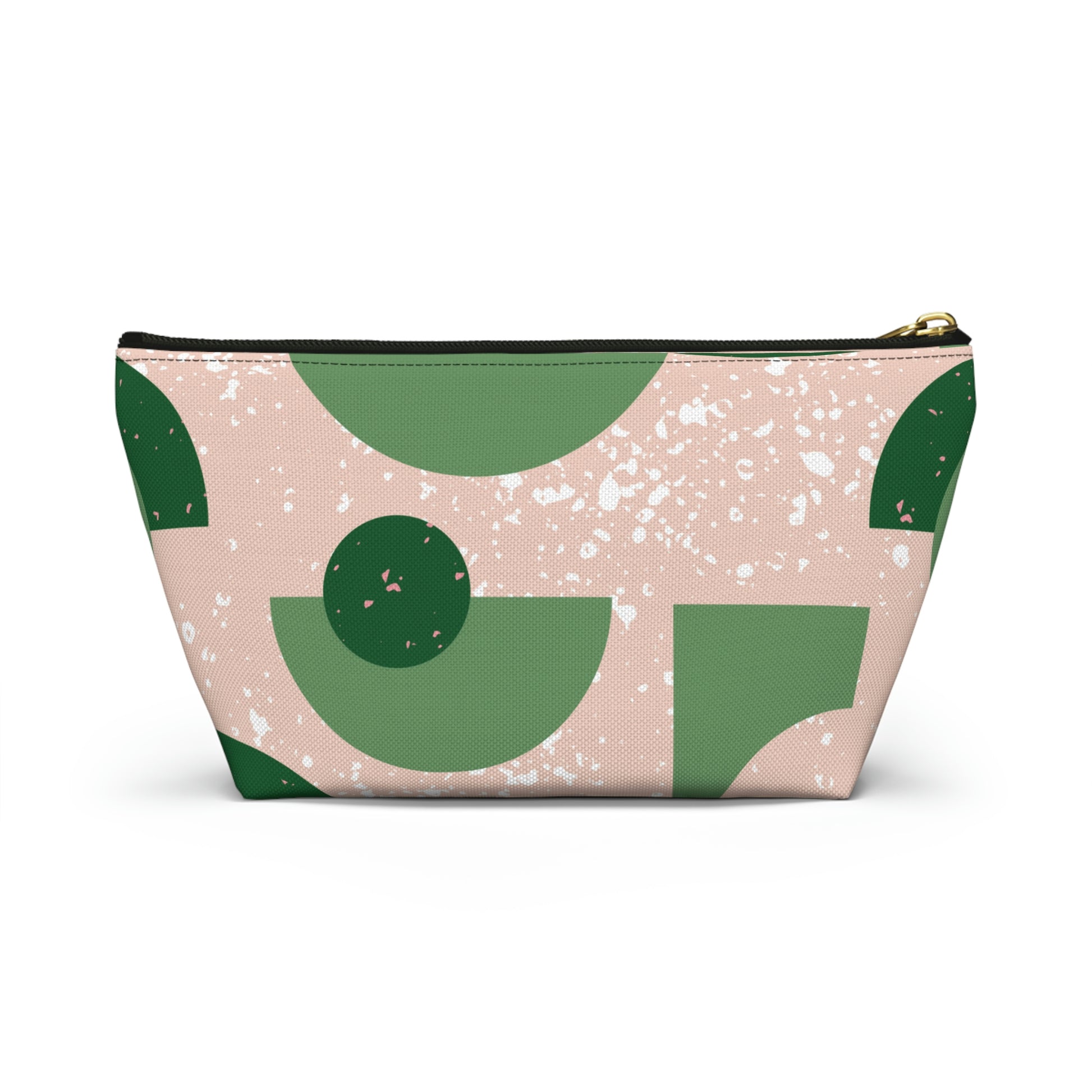 Green & Peach Mid Century Modern Accessory Pouch with T-bottom - BowsAndArtsDesigns