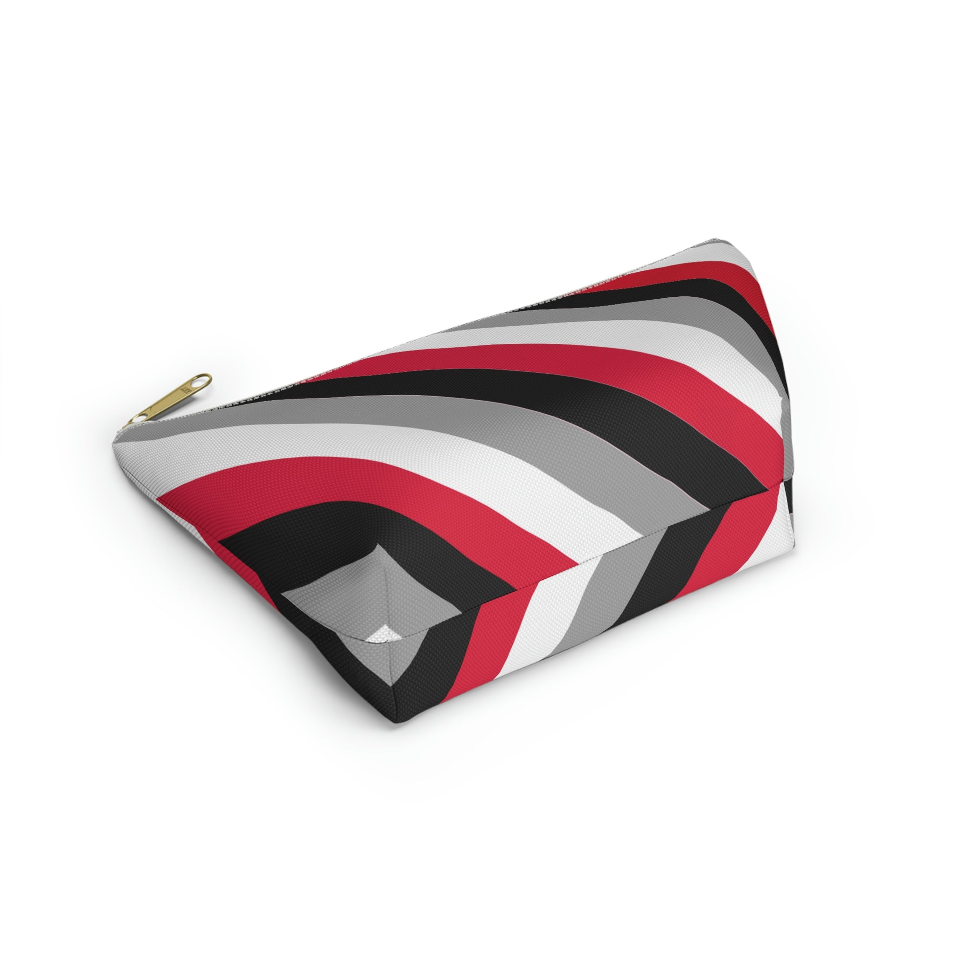 Red, Black, & White Diagonal Stripes Accessory Pouch with T-bottom - BowsAndArtsDesigns