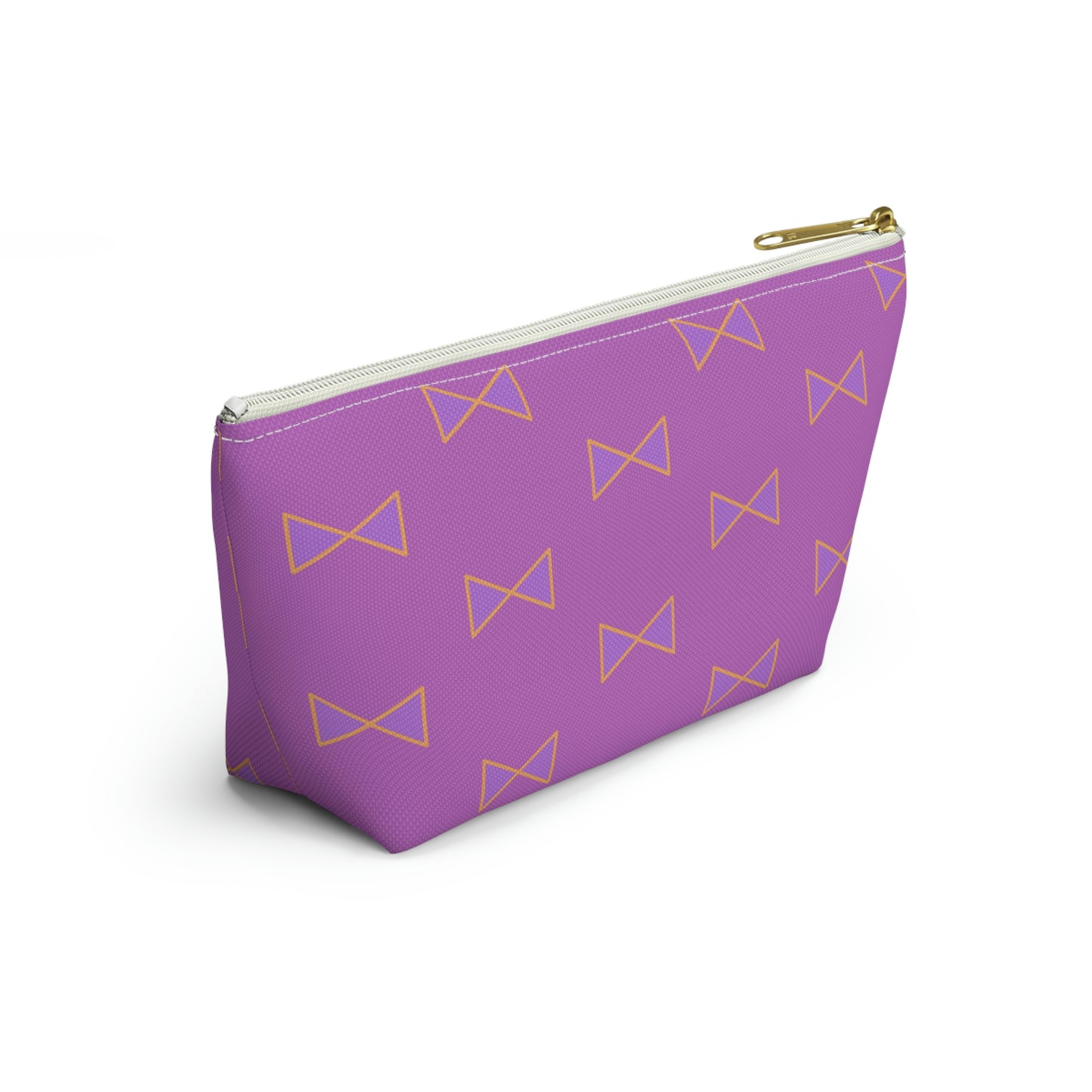 Purple & Tangerine Orange Bows Accessory Pouch with T-bottom - BowsAndArtsDesigns