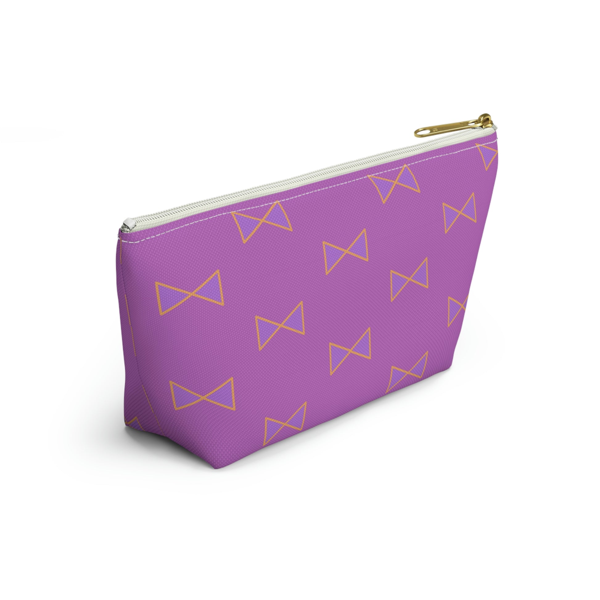 Purple & Tangerine Orange Bows Accessory Pouch with T-bottom - BowsAndArtsDesigns
