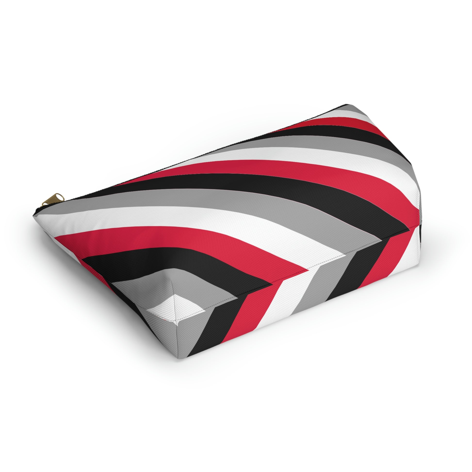 Red, Black, & White Diagonal Stripes Accessory Pouch with T-bottom - BowsAndArtsDesigns