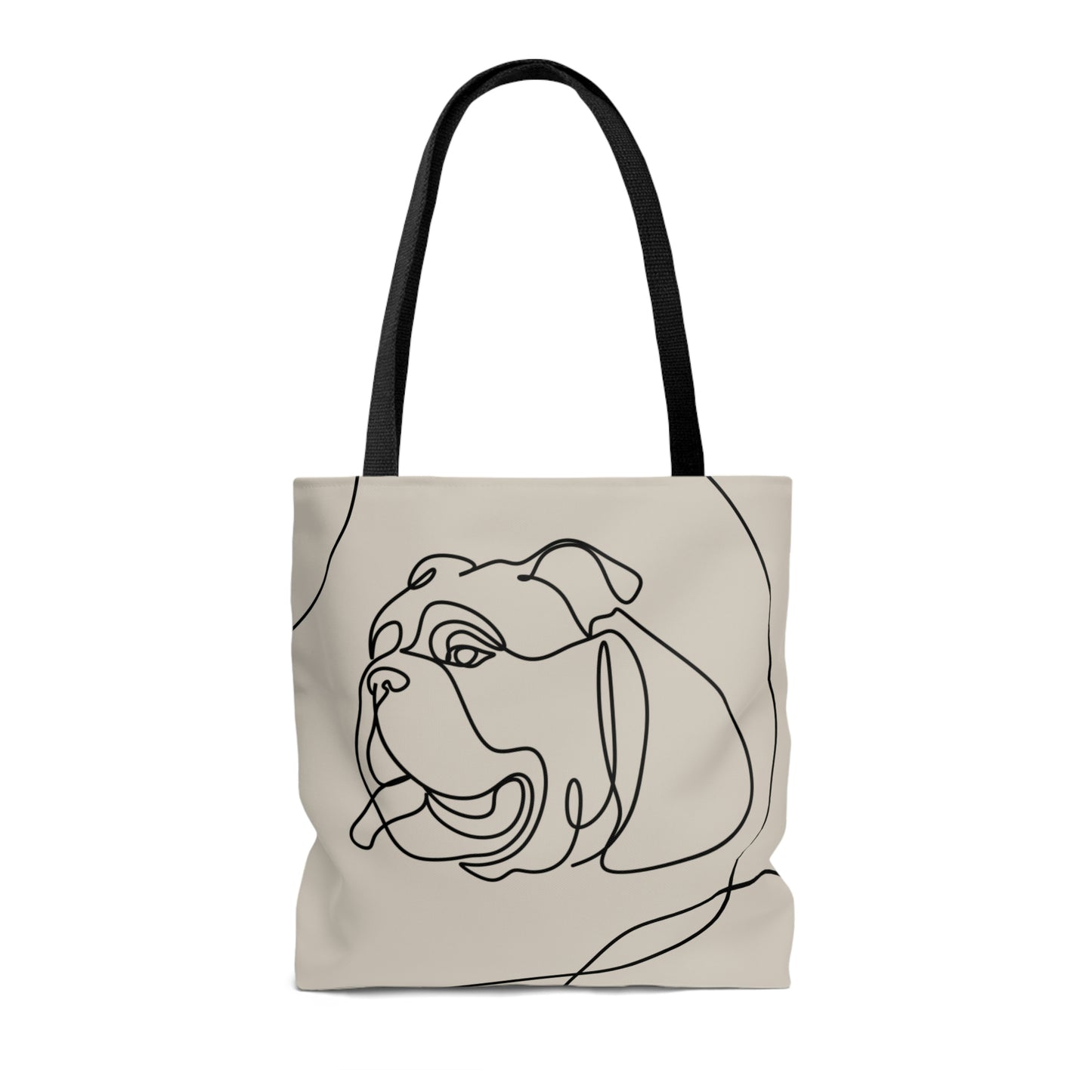 Taupe Bulldog Aesthetic Canvas Tote Bag