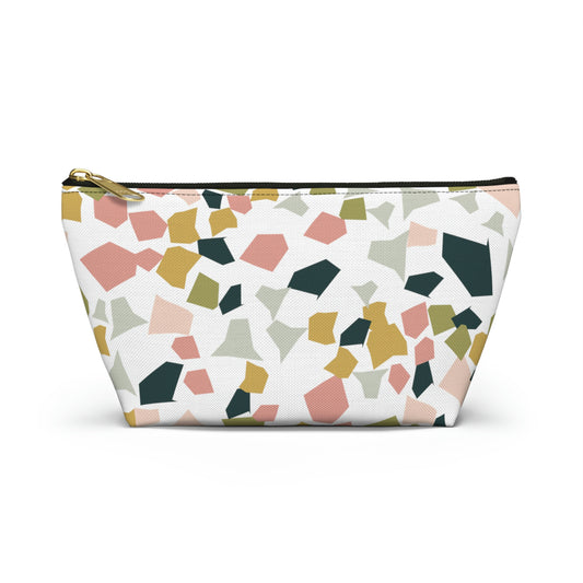 Pink & Green Terrazzo Accessory Pouch with T-bottom