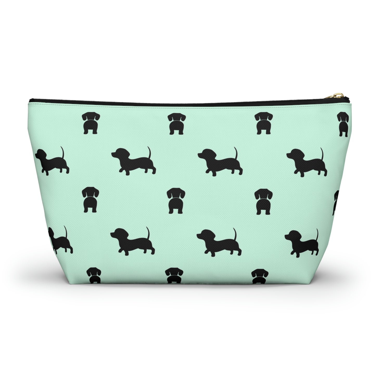 Mint & Black Dachshund Accessory Pouch with T-bottom - BowsAndArtsDesigns
