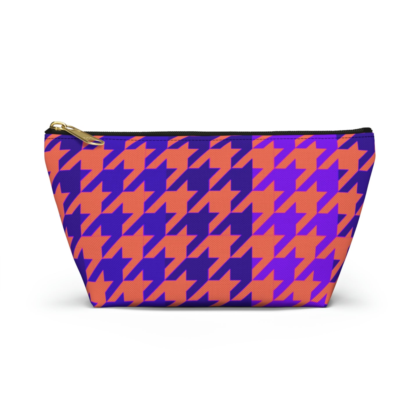 Purple & Orange Houndstooth Accessory Pouch with T-bottom - BowsAndArtsDesigns