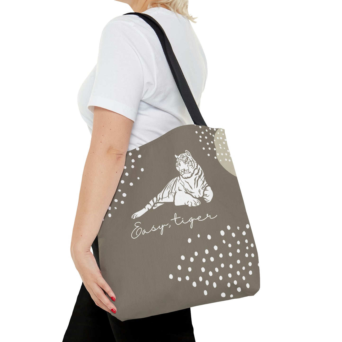Easy, Tiger Neutral Tones Canvas Tote Bag