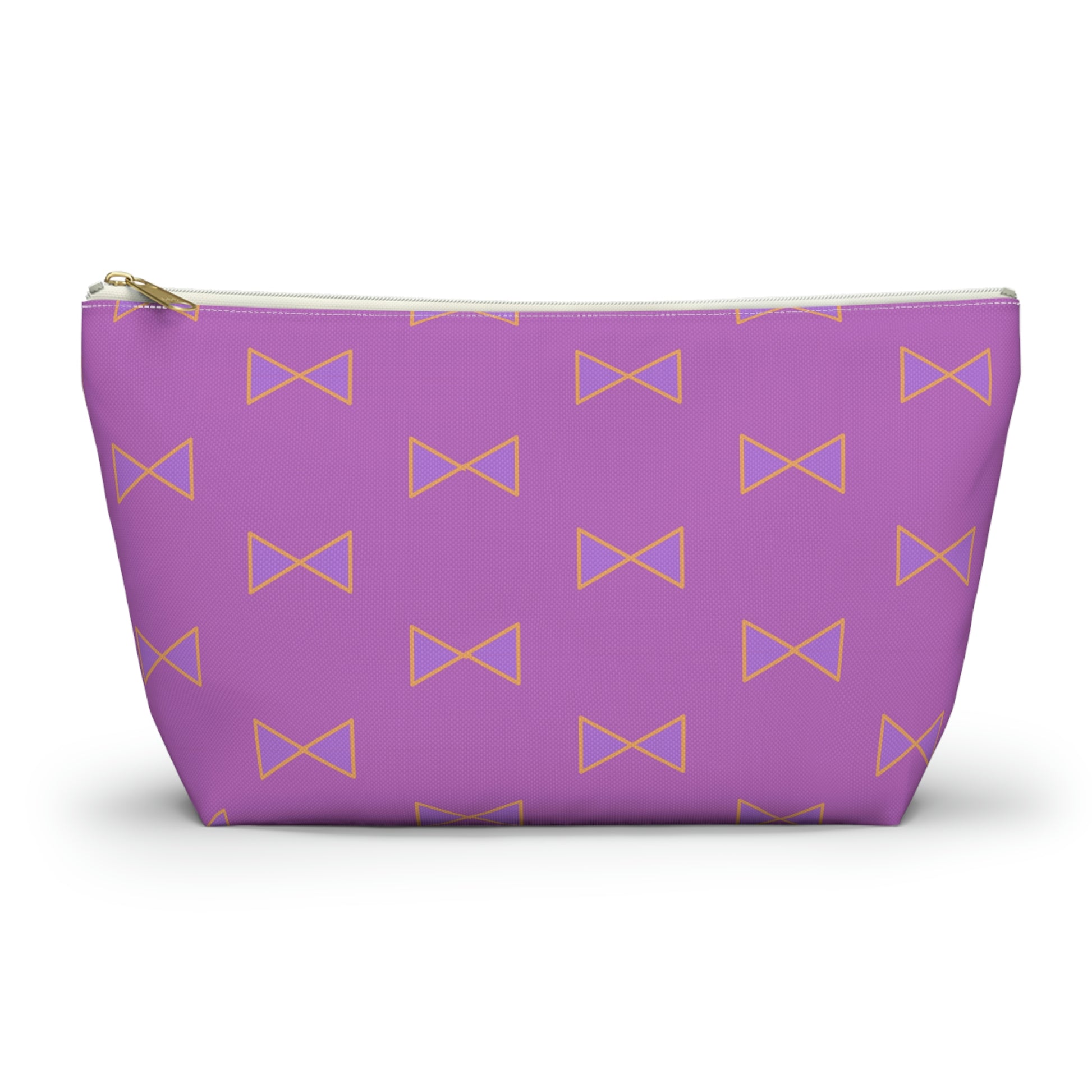 Purple & Tangerine Orange Bows Accessory Pouch with T-bottom - BowsAndArtsDesigns