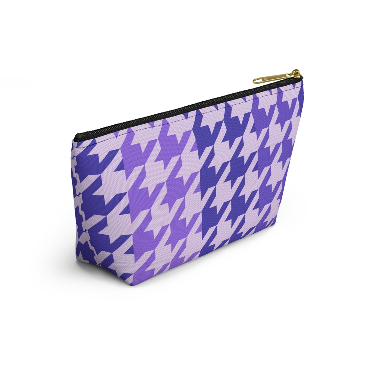 Purple Houndstooth Accessory Pouch with T-bottom - BowsAndArtsDesigns