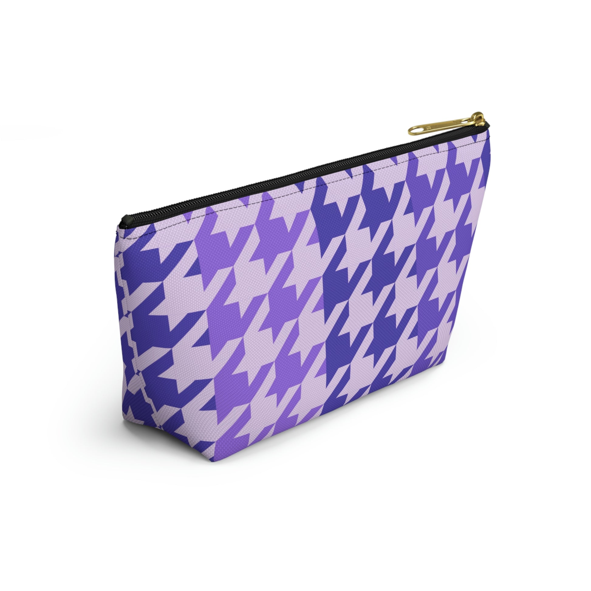 Purple Houndstooth Accessory Pouch with T-bottom - BowsAndArtsDesigns