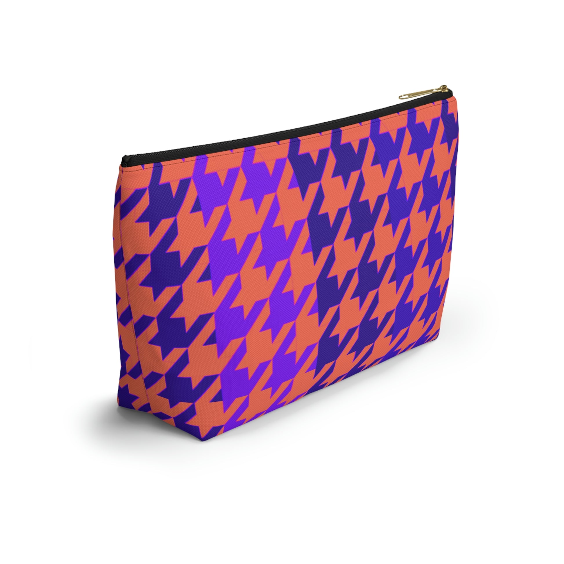 Purple & Orange Houndstooth Accessory Pouch with T-bottom - BowsAndArtsDesigns