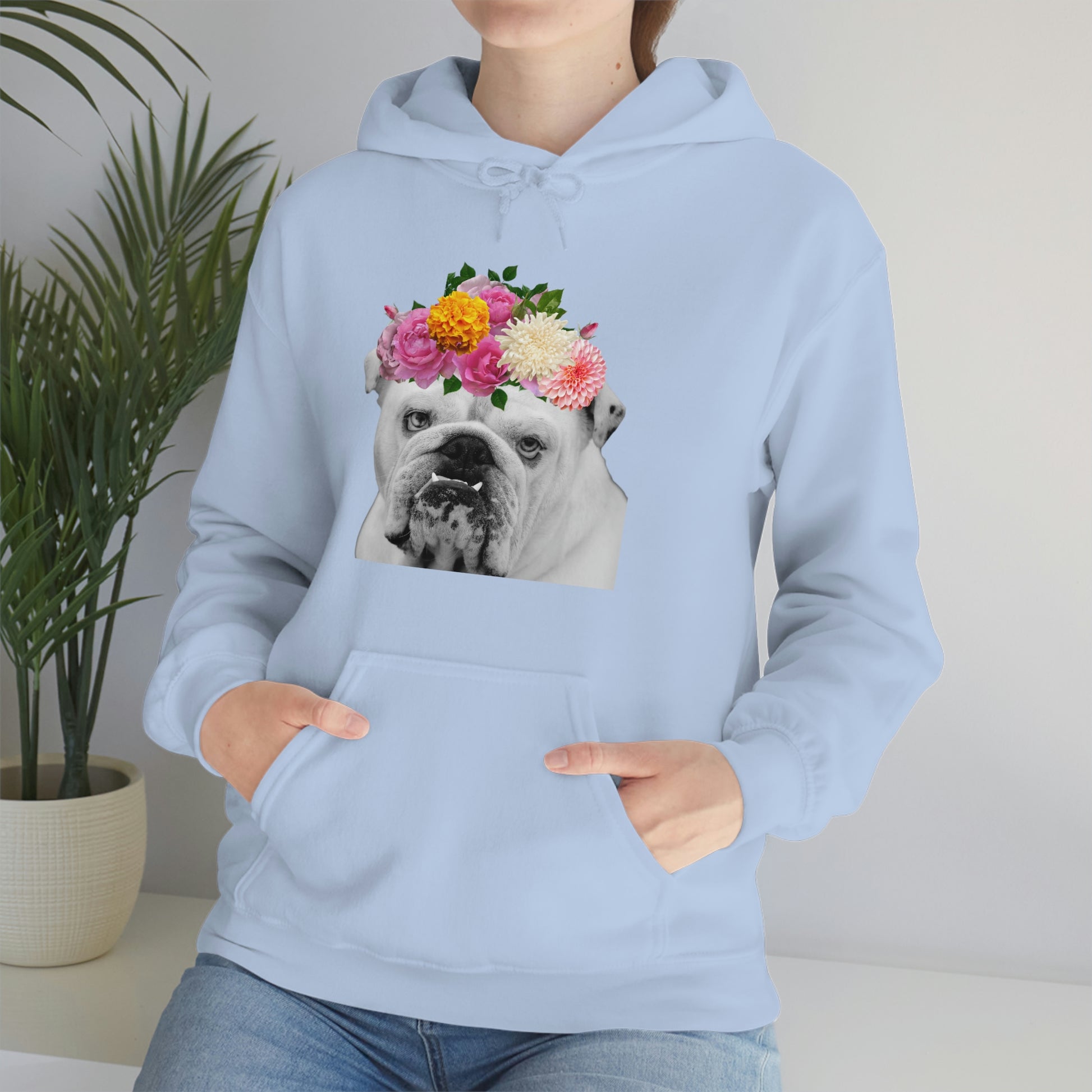 Very Pretty Bulldog Flower Crown Hoodie | Multiple Colors - BowsAndArtsDesigns