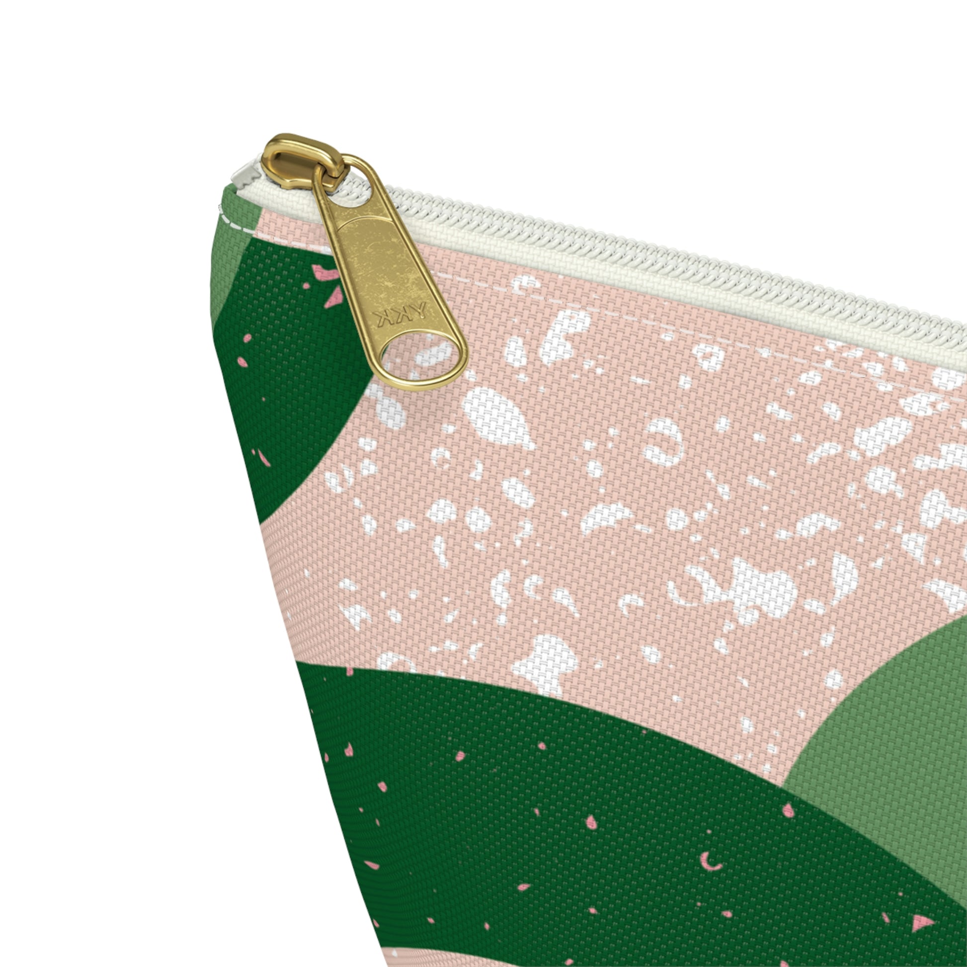 Green & Peach Mid Century Modern Accessory Pouch with T-bottom - BowsAndArtsDesigns