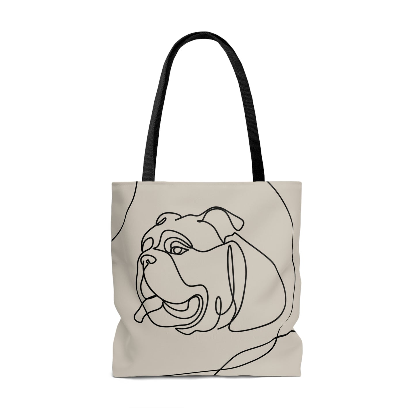 Taupe Bulldog Aesthetic Canvas Tote Bag