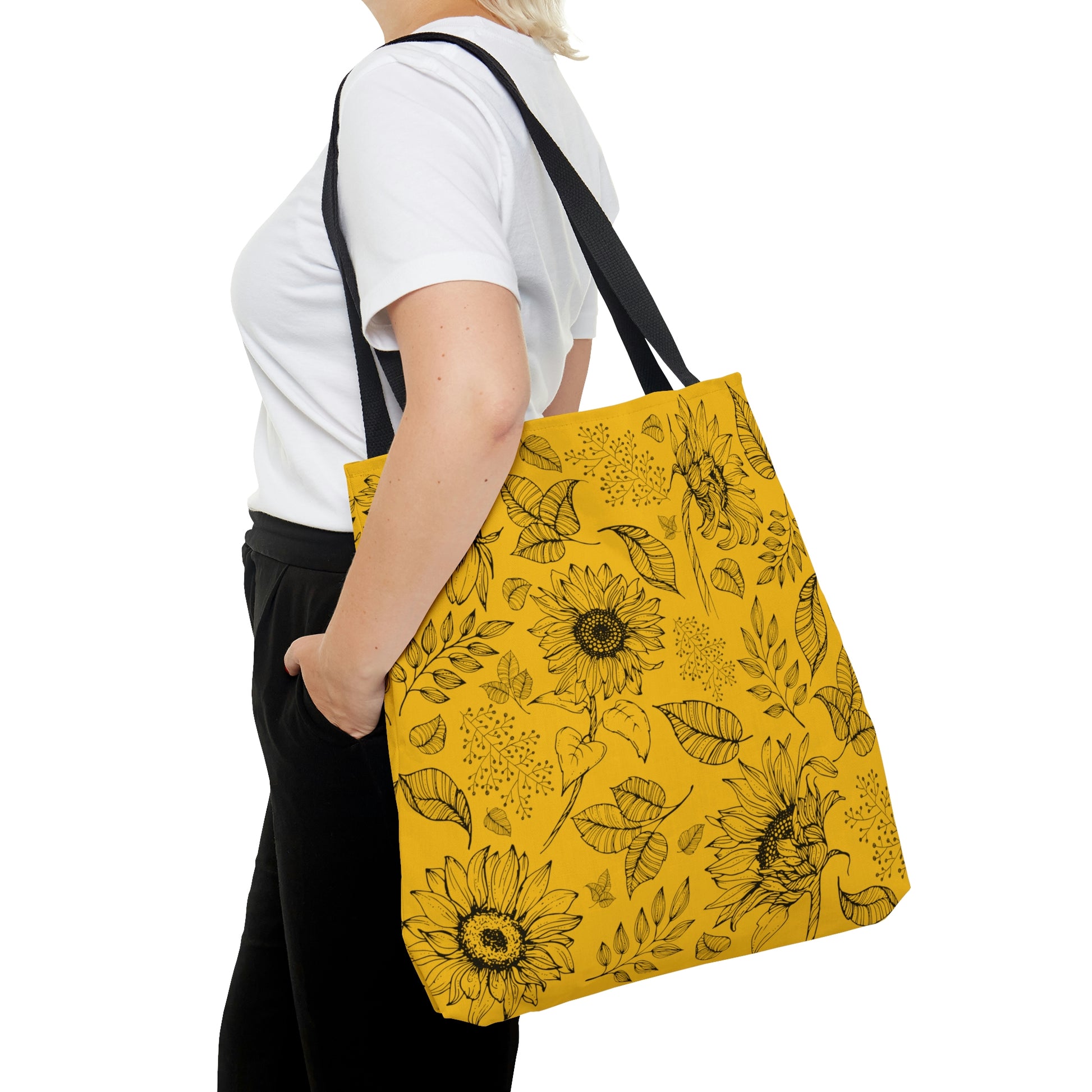 Yellow Sunflower Canvas Tote Bag - BowsAndArtsDesigns