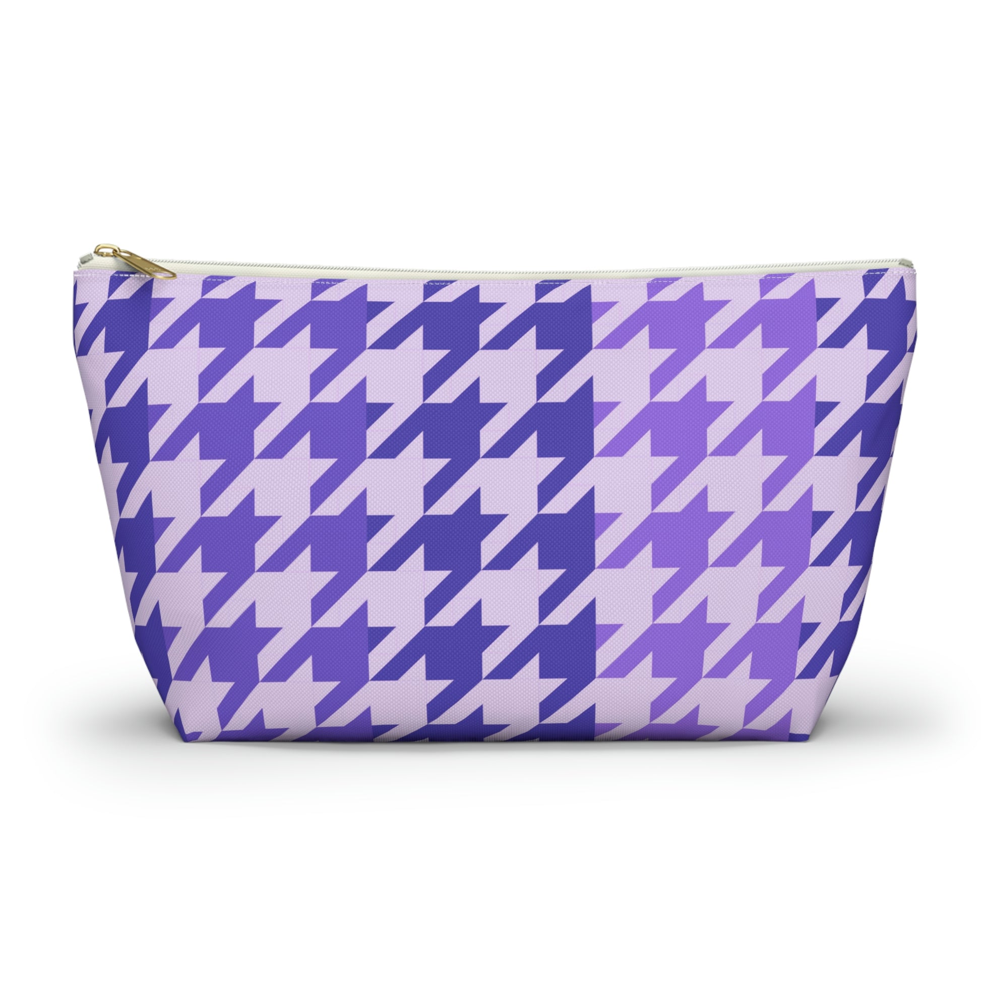 Purple Houndstooth Accessory Pouch with T-bottom - BowsAndArtsDesigns