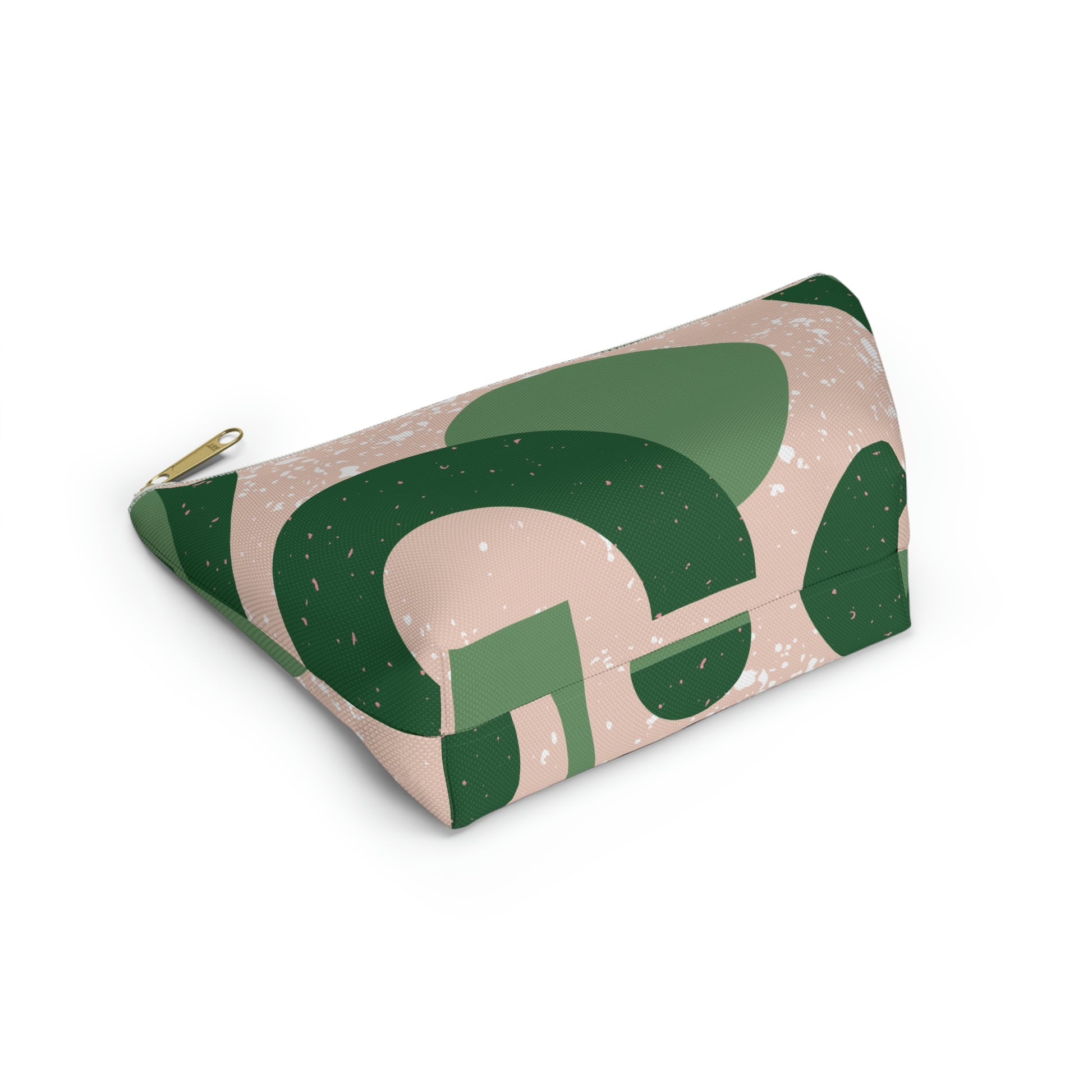 Green & Peach Mid Century Modern Accessory Pouch with T-bottom - BowsAndArtsDesigns